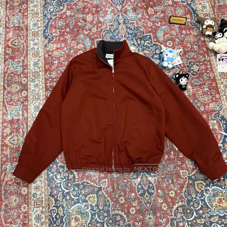 Our Legacy Red and Black Casino Jacket Stand-up Collar Zi