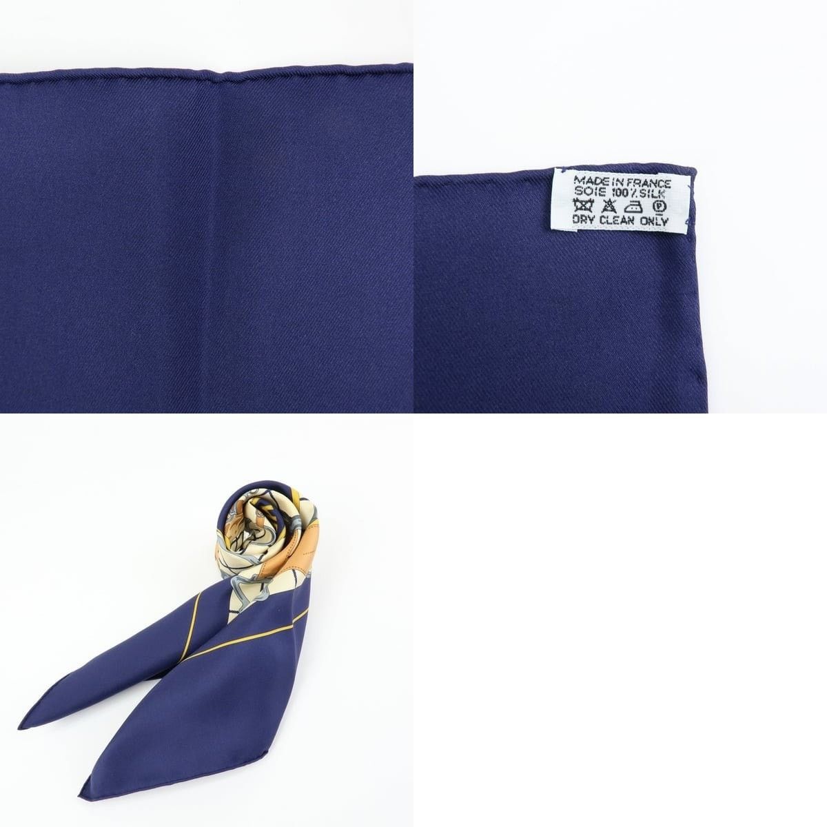 Hermes Hermes Carre 70 Tattersalles Silk Scarf Navy Size ONE SIZE - 6 Thumbnail