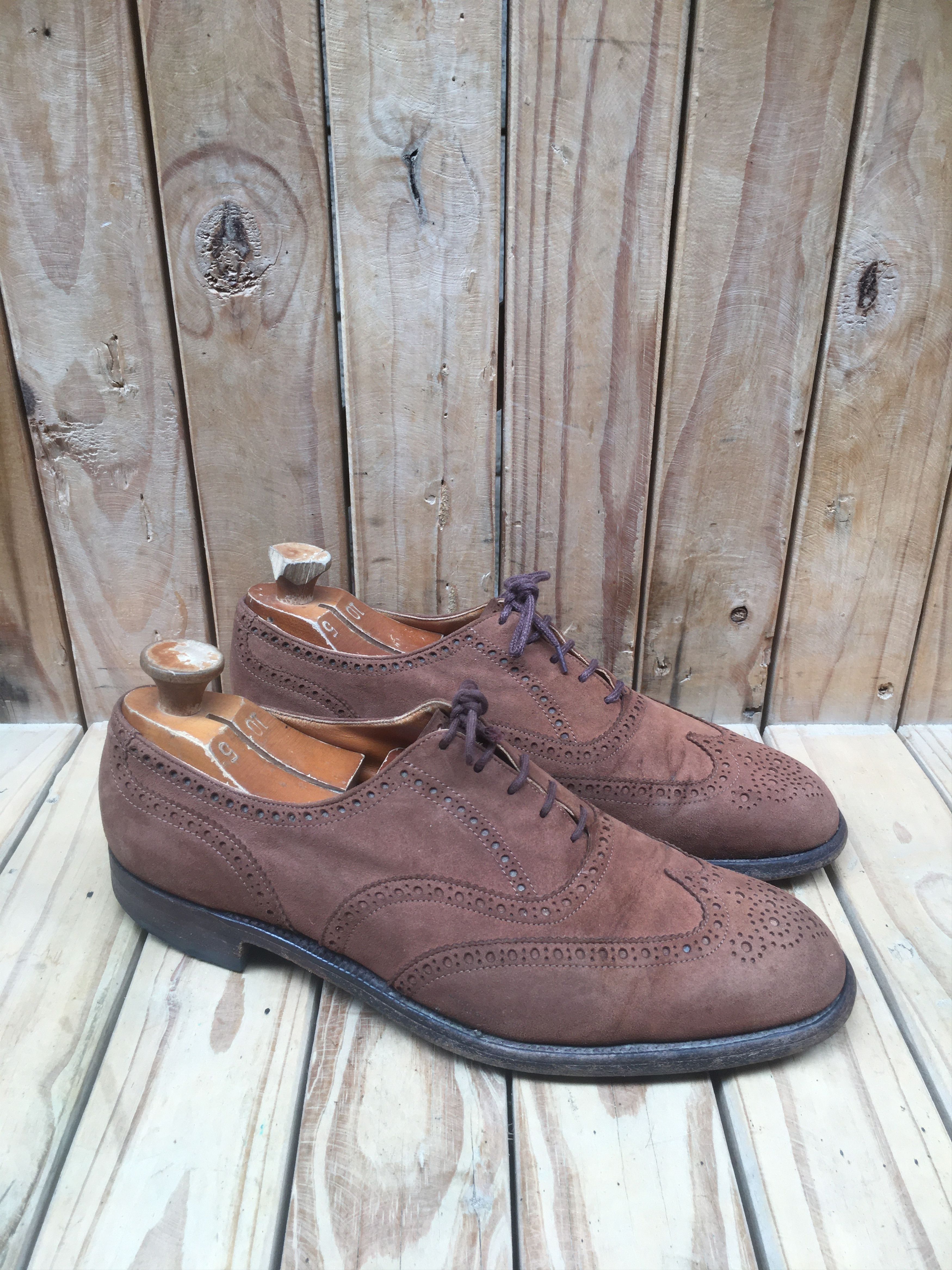 Tricker's Trickers Full Wing Tip suede Brown Mens Dress Shoes USA 11 Size US 11 / EU 44 - 2 Thumbnail