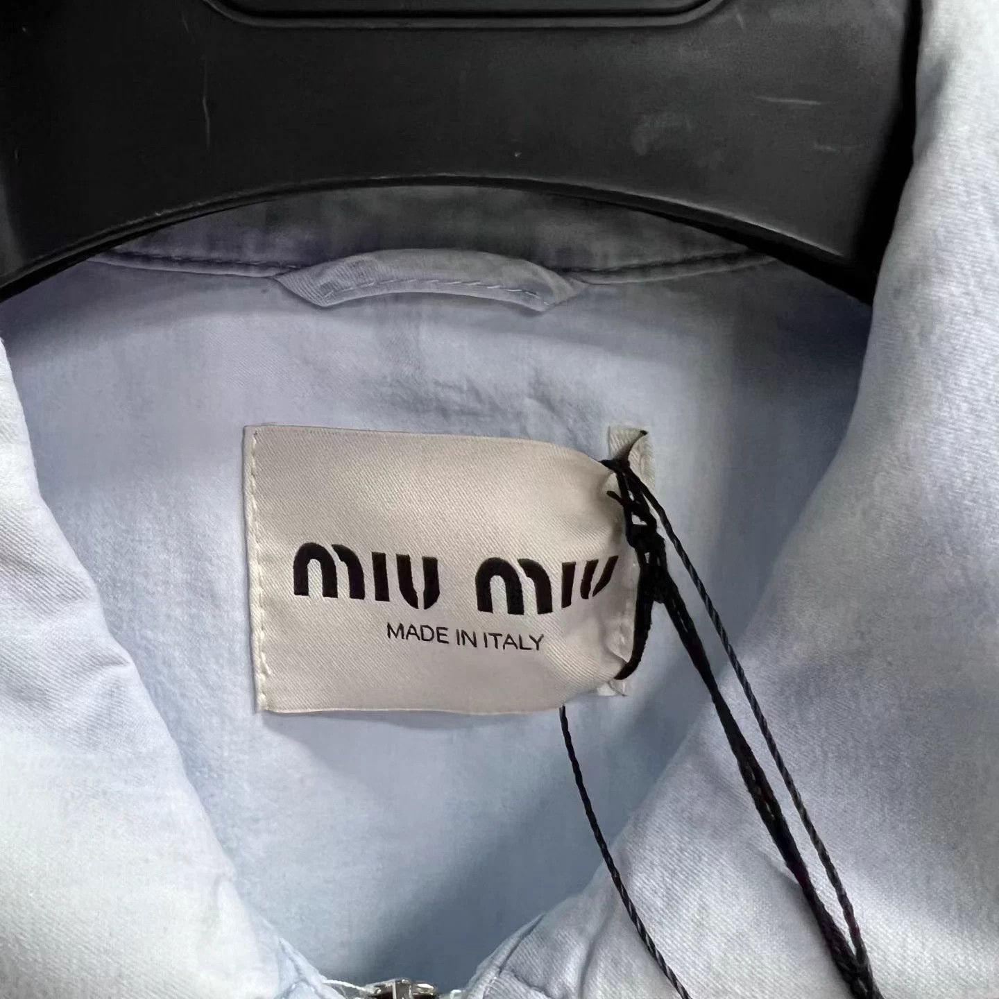 Miu Miu MIU MIU Light Blue Logo Oversized Zip LS Jkt Size US XXS / EU 40 - 3 Thumbnail