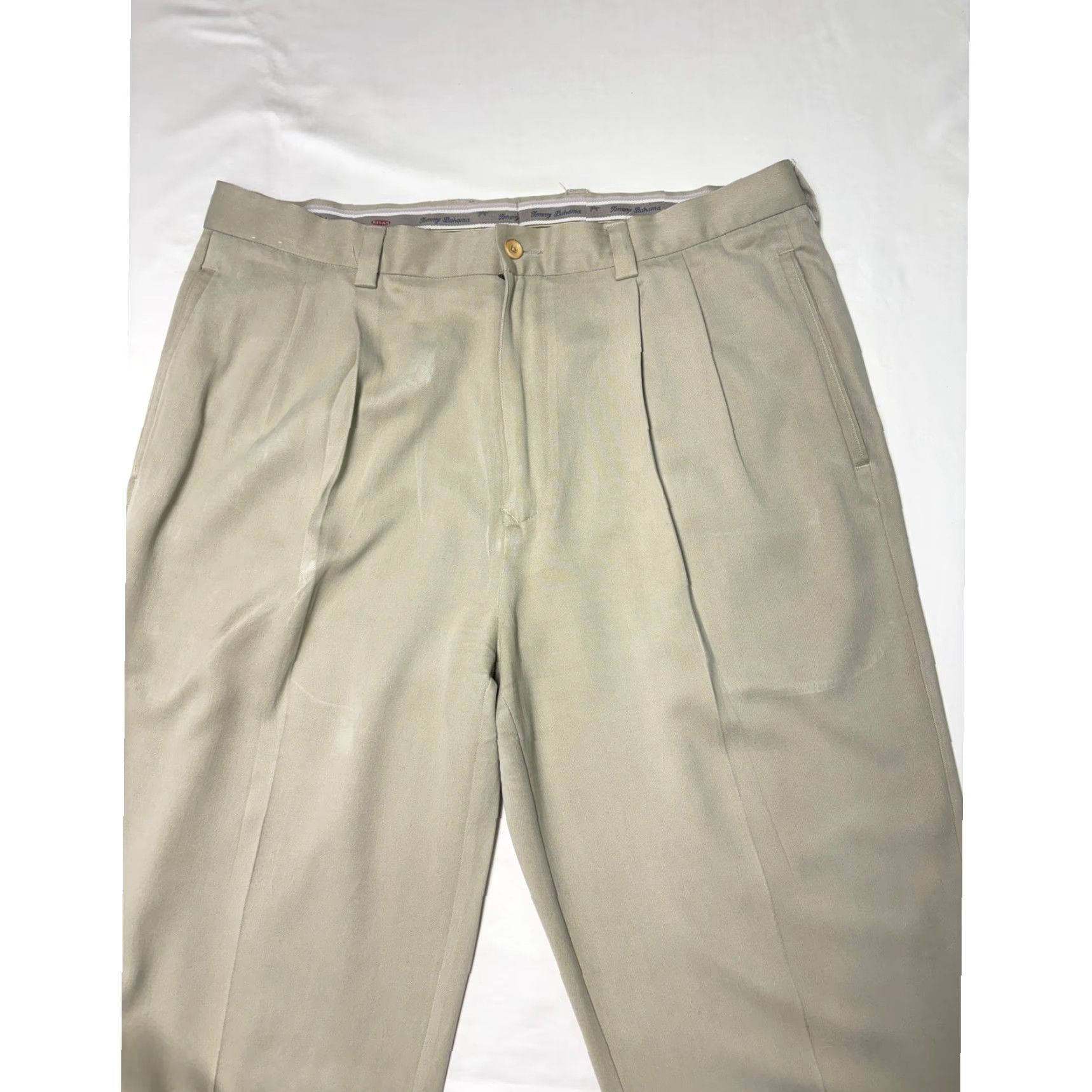 Tommy Bahama Tommy Bahama Dress Pants Men 38x34 Silk Pleated Beige Khaki Relaxed Fit Straight Leg Trousers Size US 38 / EU 54 - 2 Thumbnail