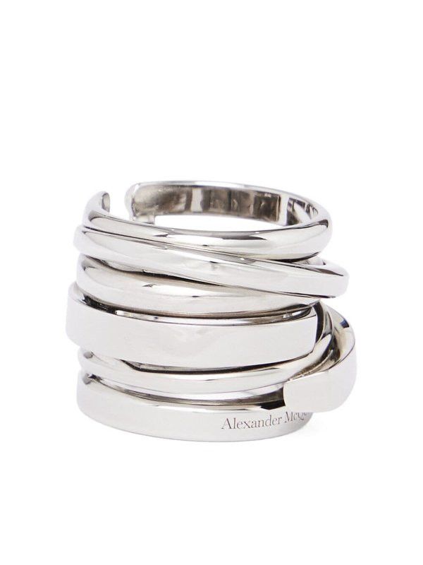 Alexander McQueen o1w1db10725 Size:17/Fine Accumulation Ring in Silver Size ONE SIZE - 3 Thumbnail