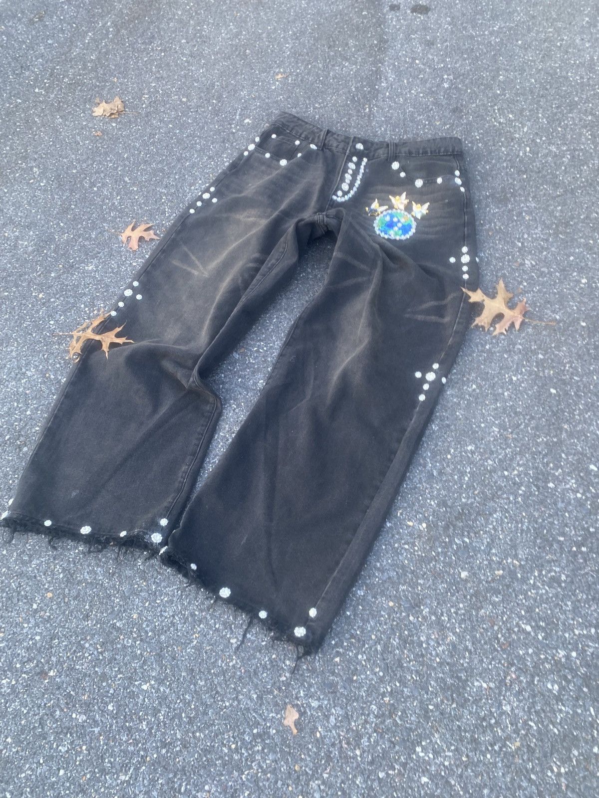 Japanese Brand Three Angel Message Jeweled Denim Sample 🌎🪽🪽🪽🎺🎺🎺 Size US 36 / EU 52 - 3 Thumbnail