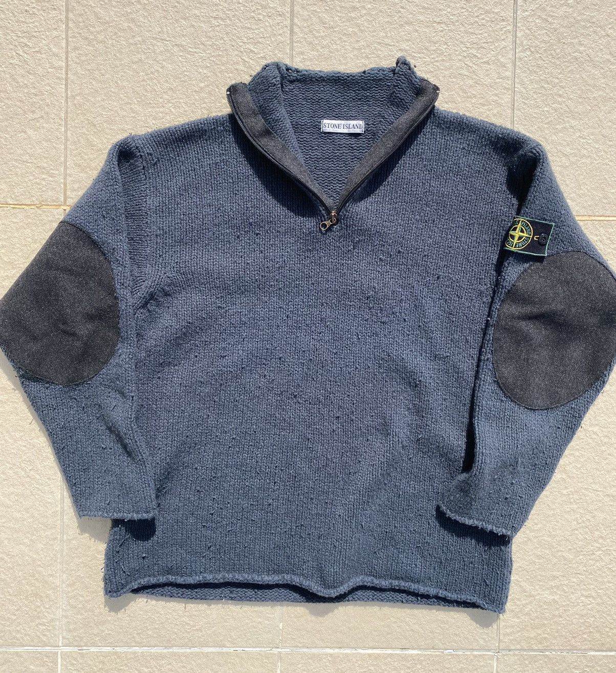 Massimo Osti × Stone Island AW/1994 Stone Island Quater Zip Knit Sweater Size US M / EU 48-50 / 2 - 2 Thumbnail