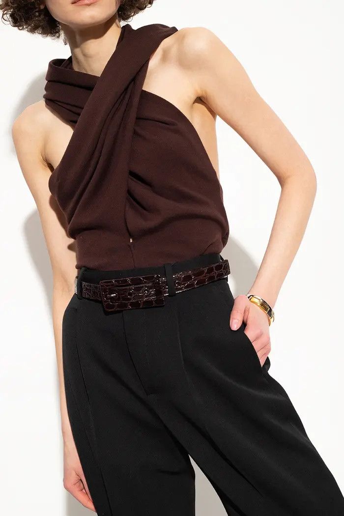 Saint Laurent Paris o1bcso1str1224 Size: 90 /Rectangular Buckle Belt in Black Size ONE SIZE - 4 Thumbnail