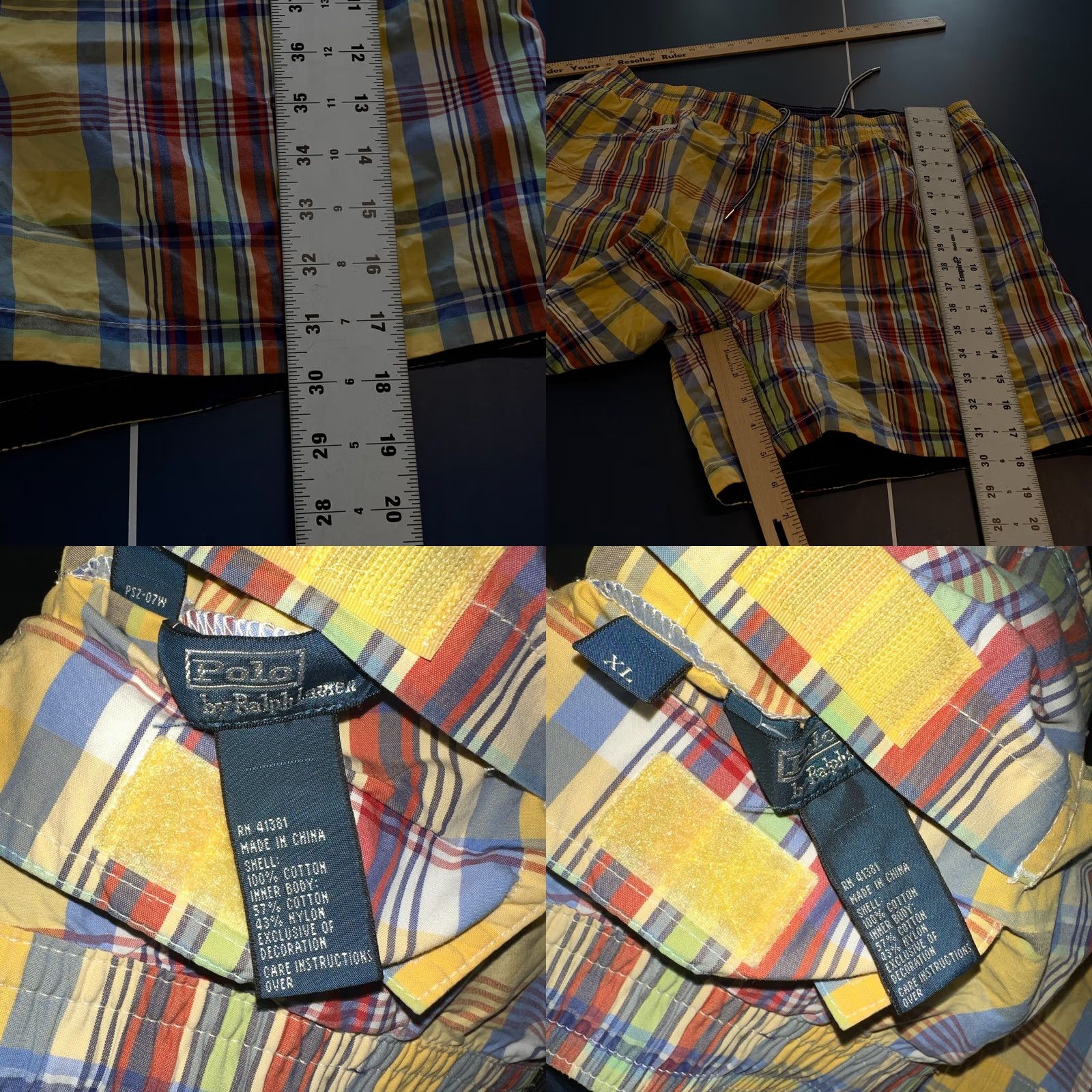 Polo Ralph Lauren VINTAGE Polo Ralph Lauren Shorts Reversible Navy Bue Yellow Plaid Pony XL Men Size US XL / EU 56 / 4 - 10 Thumbnail