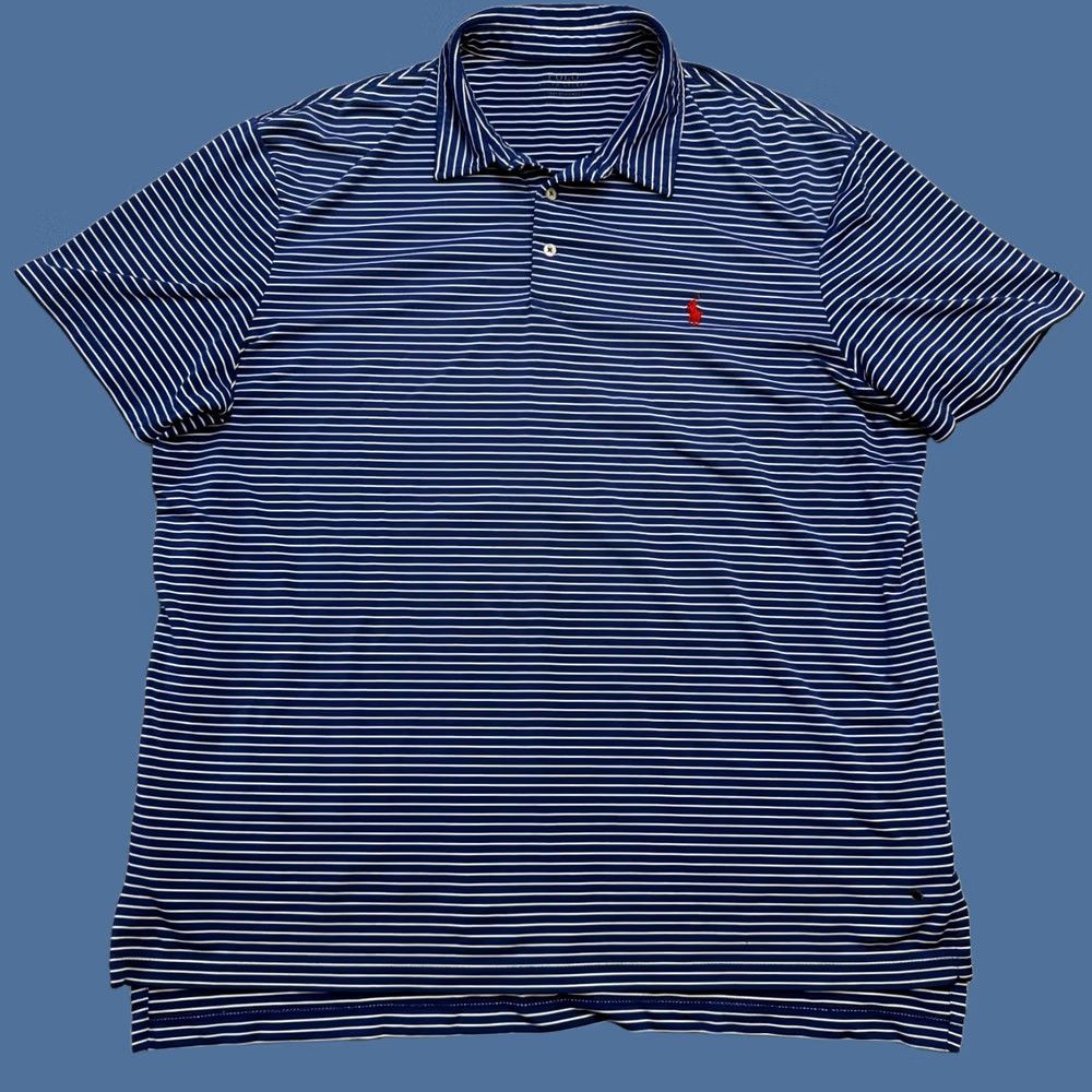 Polo Ralph Lauren Polo Ralph Lauren Shirt Mens 2XL Blue Striped Performance Polo Pony Golf Travel Shirt Size US XXL / EU 58 / 5 - 1 Thumbnail