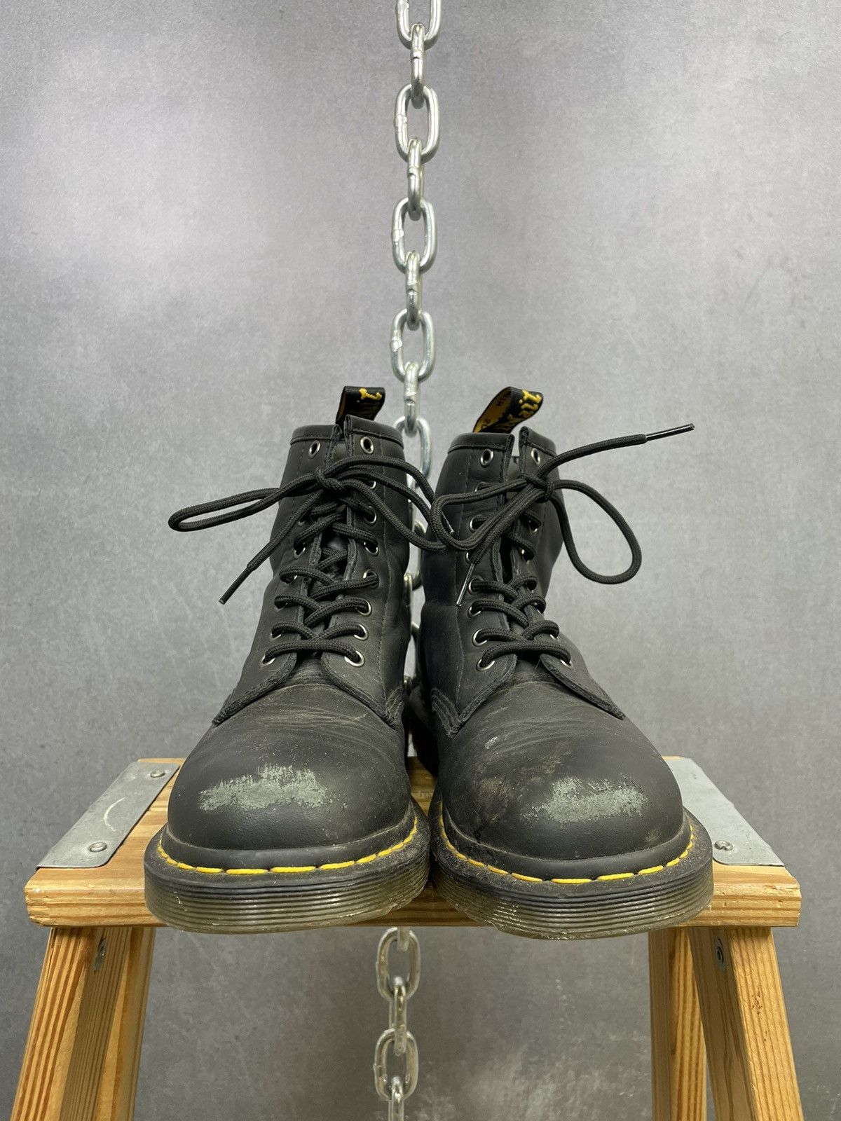 Dr. Martens × Vintage Black Doc Martens 1460 high top combat boots leather Size US 7 / EU 40 - 3 Thumbnail