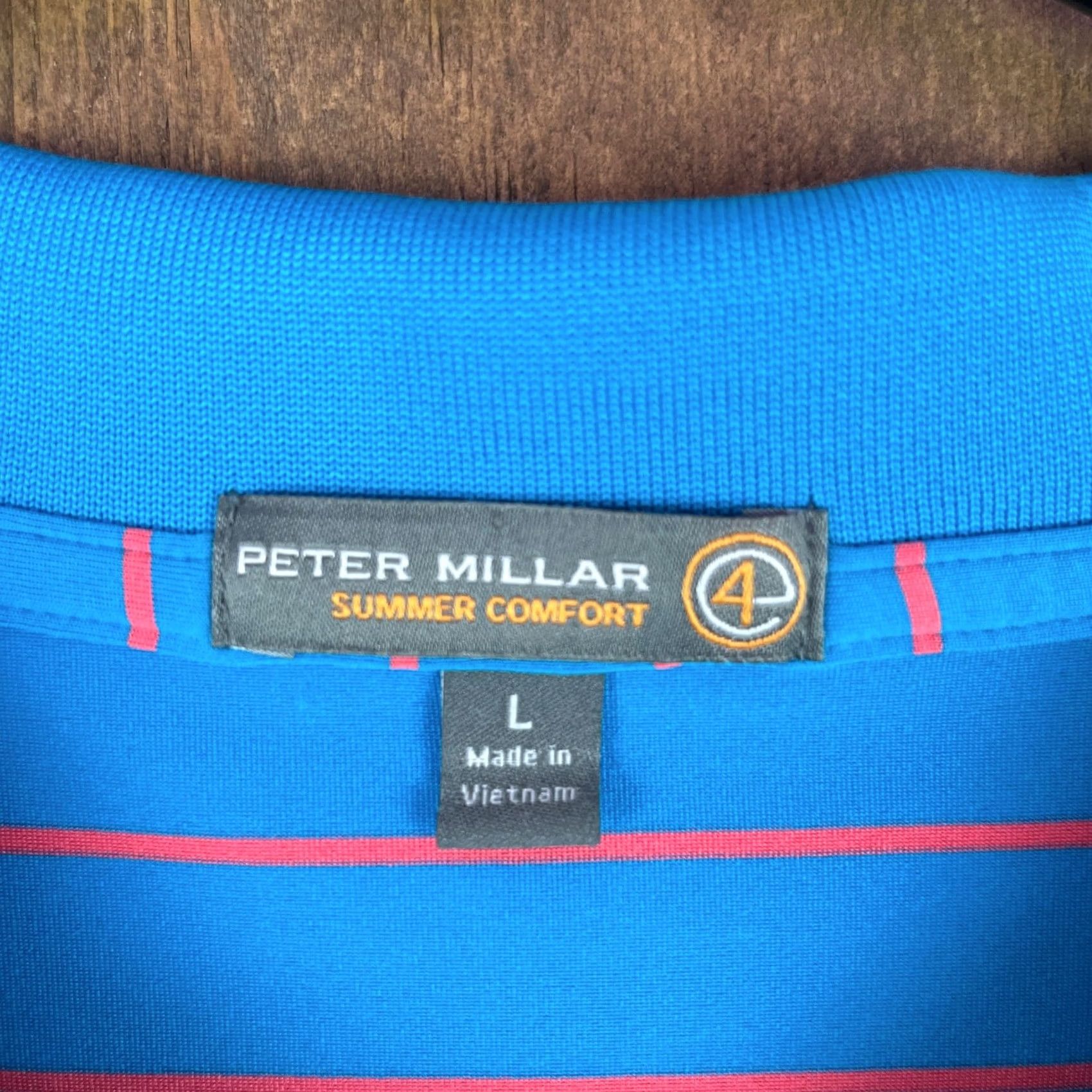 Peter Millar Peter Millar Blue Pink Stripe E4 Performance Stretch Short Sleeve Polo - Men’s Size US L / EU 52-54 / 3 - 6 Thumbnail