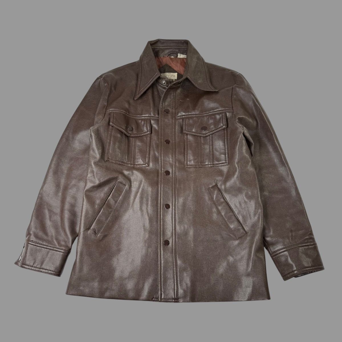 Vintage Vintage 1970s brown leather trucker jacket Size US M / EU 48-50 / 2 - 1 Thumbnail