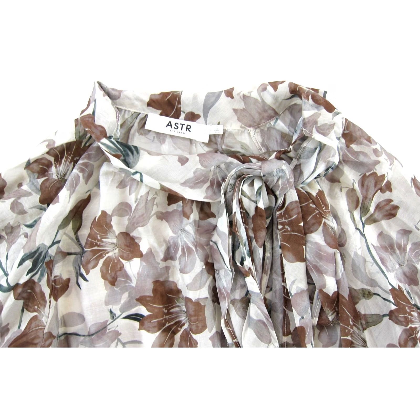 Vintage ASTR The Label Blouse Long Sleeve High Neck Floral Brown L Womens Size L / US 10 / IT 46 - 4 Thumbnail
