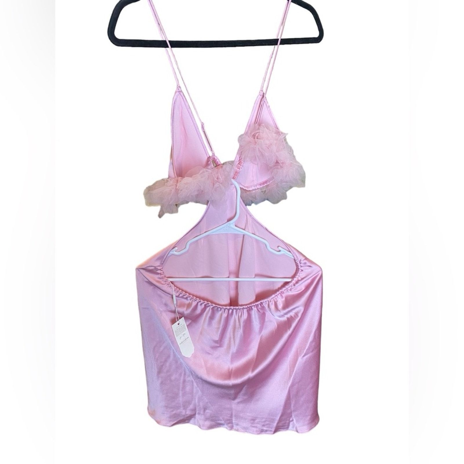 REVOLVE For Love & Lemons Floral Trim Pink Cutout Slip Dress XL Size XL / US 12-14 / IT 48-50 - 4 Thumbnail