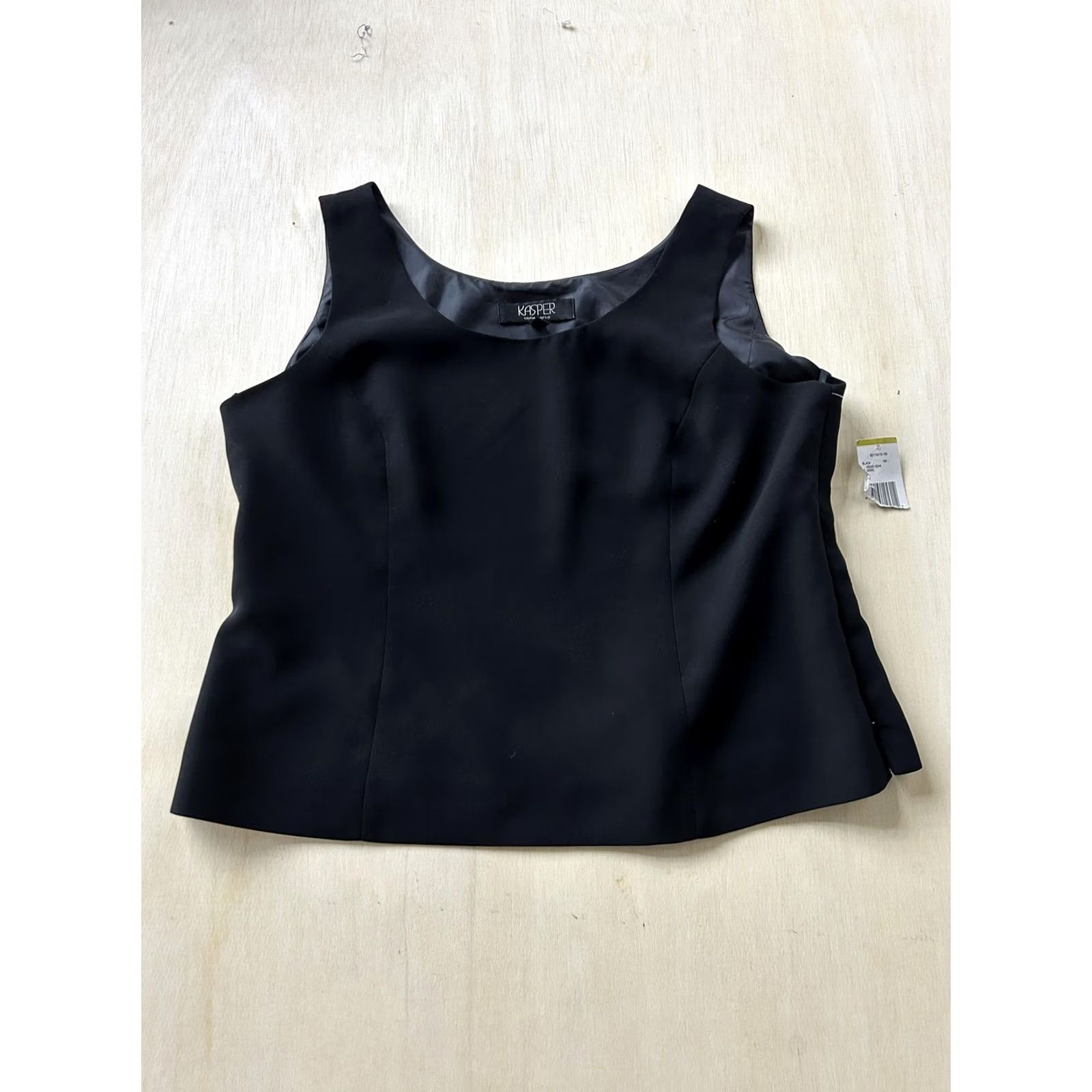 Kasper Kasper Tank Top Womens 14P Petite Black Sleeveless Scoop Neck Lined Shell Career Size XL / US 12-14 / IT 48-50 - 2 Thumbnail