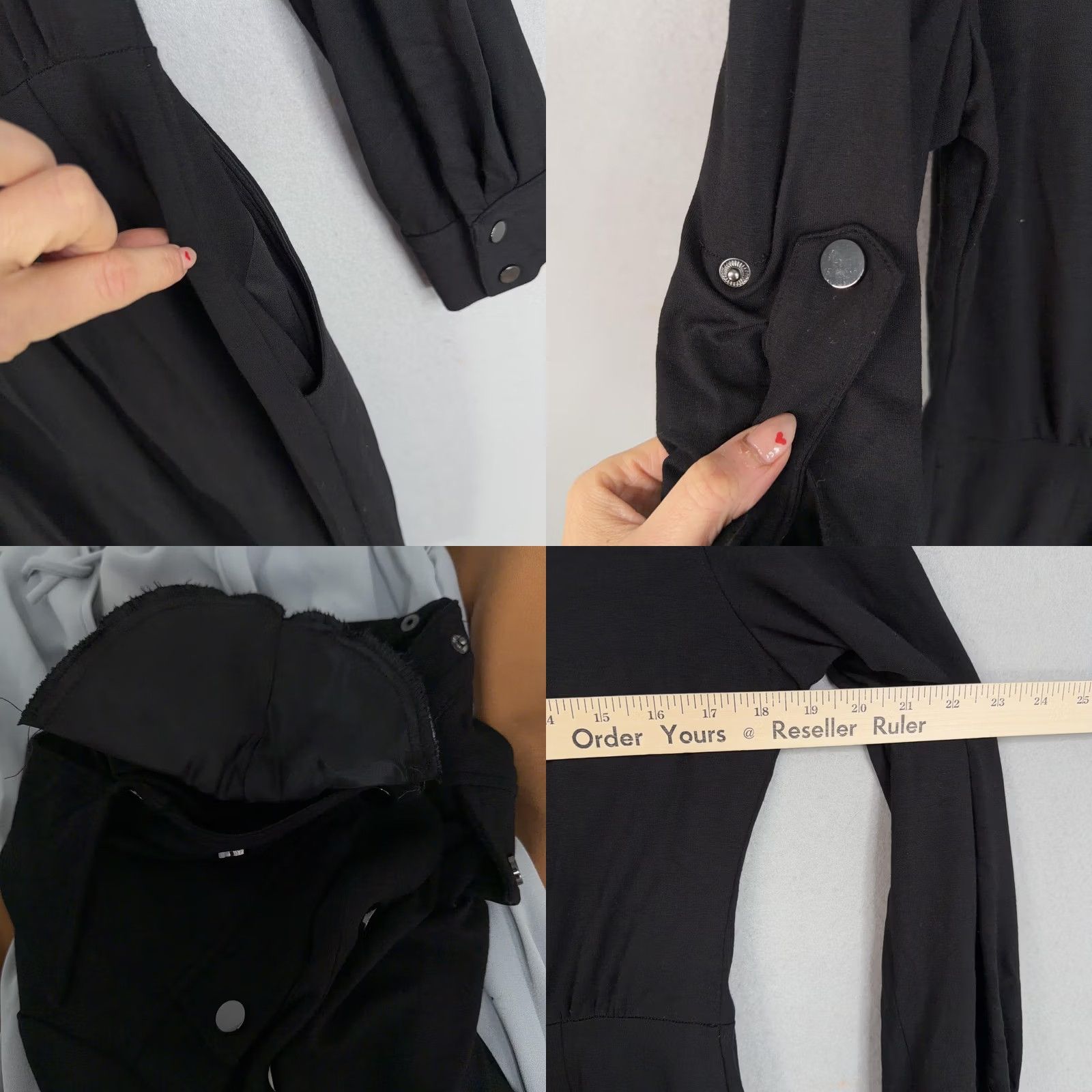Vintage Cache Dress Womens 10 Black Shirt Collared Snap Front Pockets Stretch Workwear Size L / US 10 / IT 46 - 8 Thumbnail