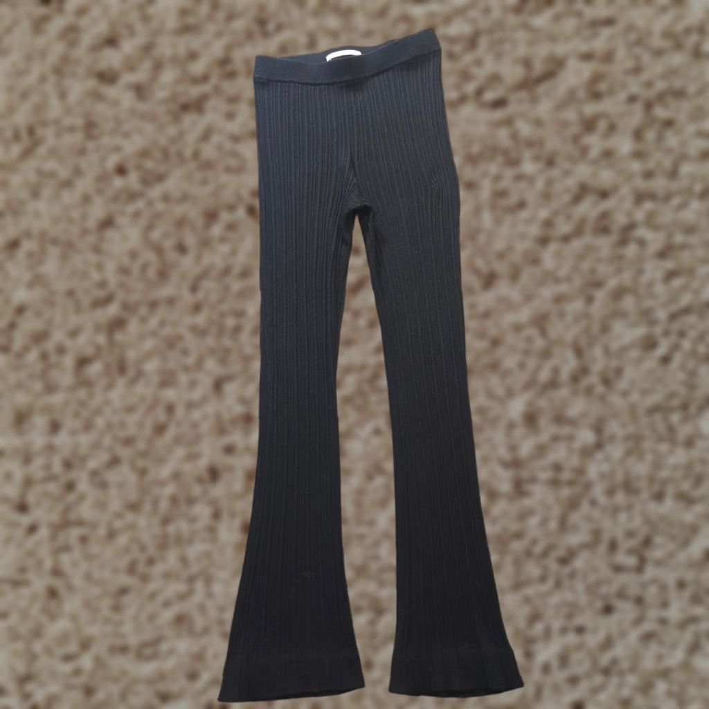 Rebecca Taylor Rebecca Taylor Pants Womens Small Black Wool Blend Ribbed Knit Flare Lounge Flared Ankle Size 28" / US 6 / IT 42 - 1 Thumbnail