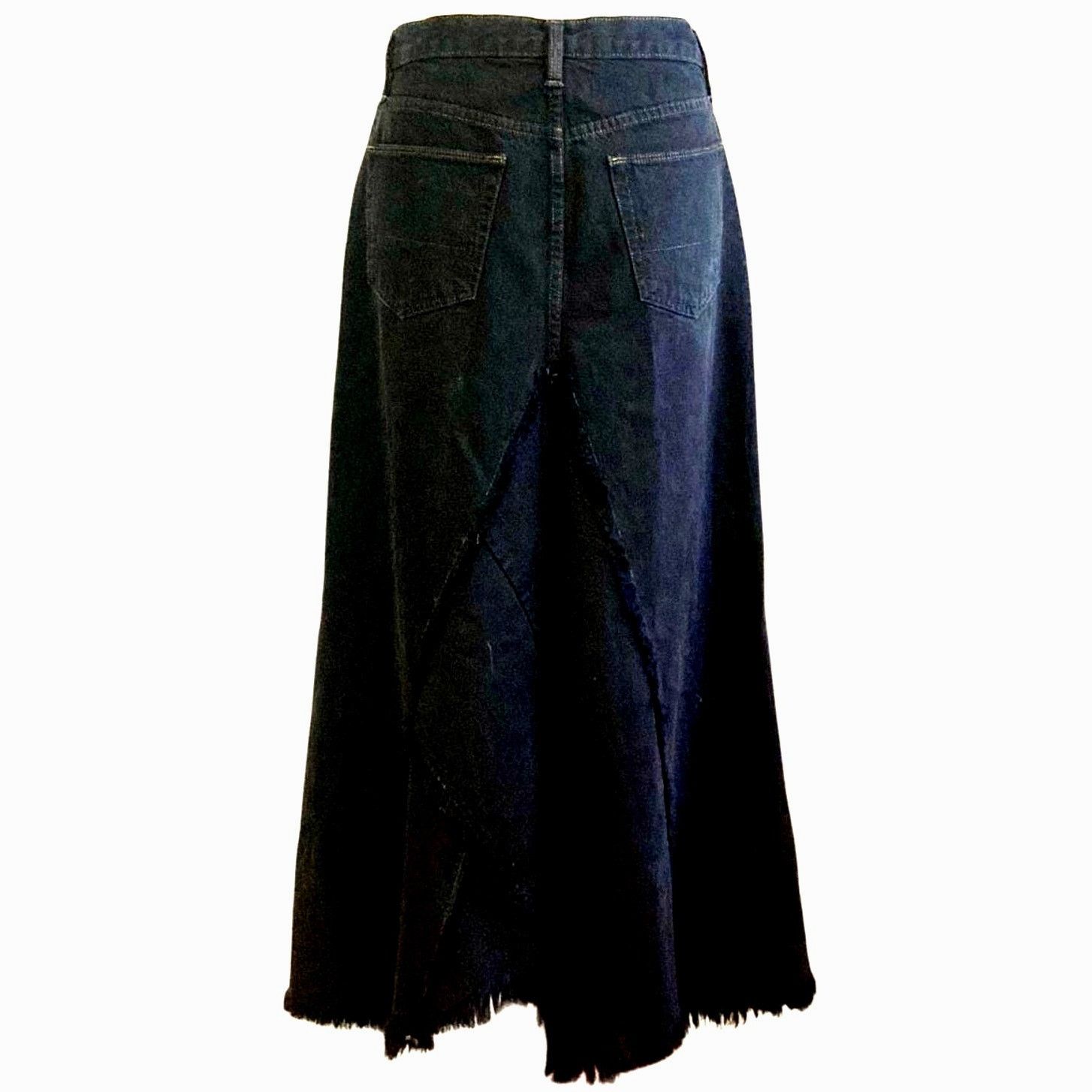 NSF NSF Black Denim Midi Skirt with Raw Asymmetrical Hem Size 27" / US 4 / IT 40 - 3 Thumbnail