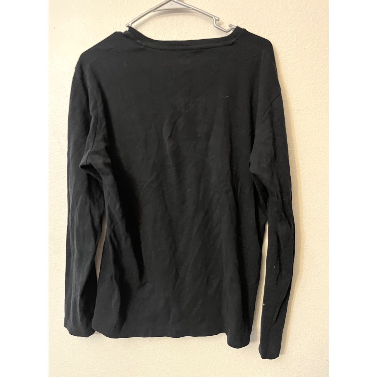 Uniqlo UNIQLO Mens V Neck Long Sleeve T Shirt Navy Black Cotton Size Medium Size US M / EU 48-50 / 2 - 3 Thumbnail