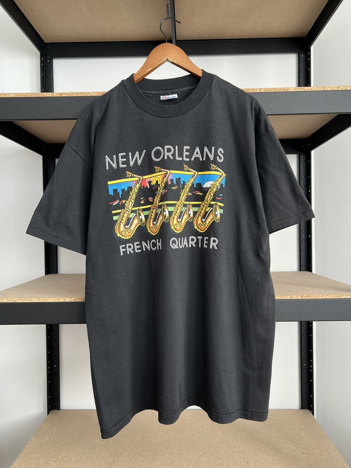 Vintage Vintage 90s New Orleans French Quarter Jazz 80s Black Tshirt Size US XXL / EU 58 / 5 - 1 Thumbnail