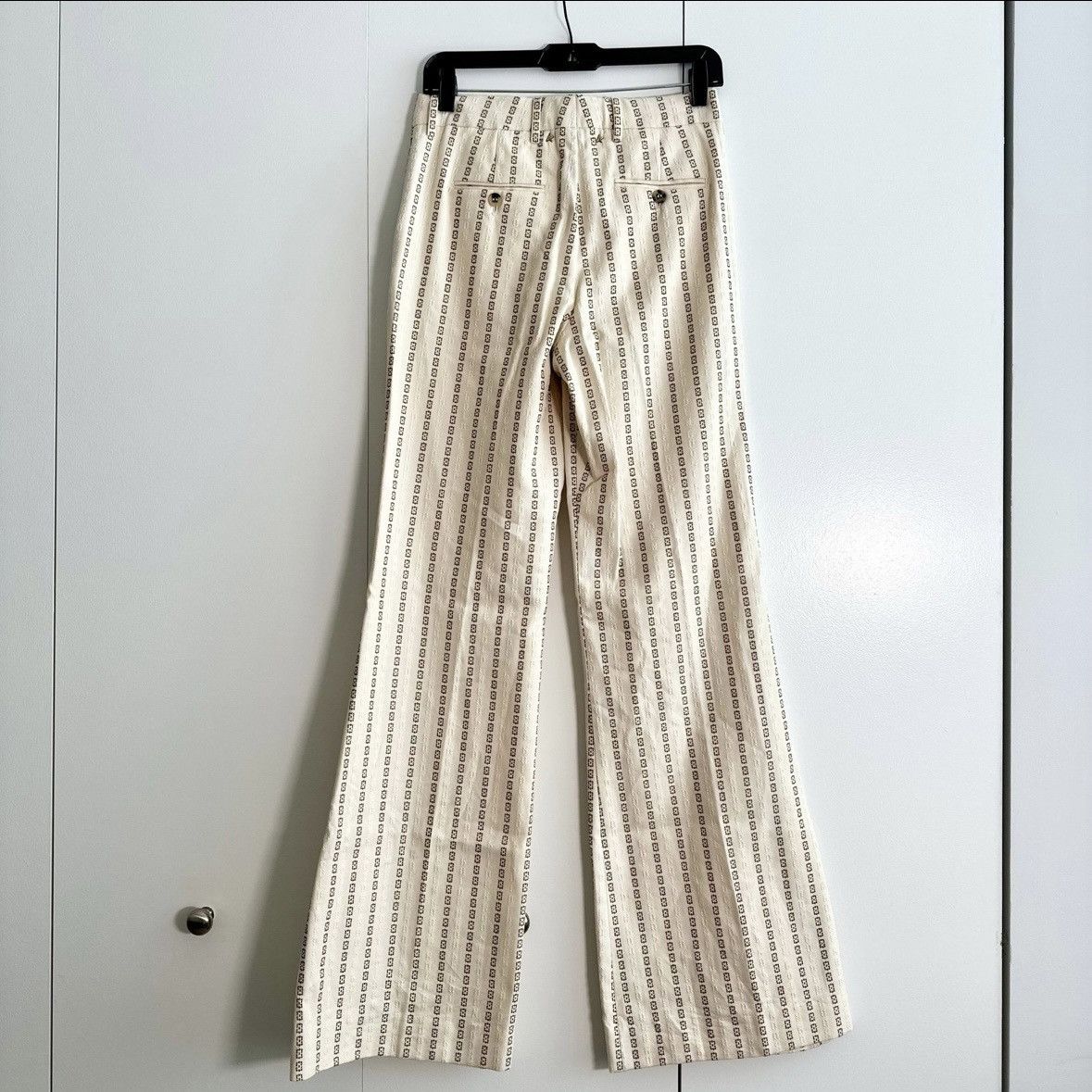 Golden Goose Golden Goose Cream Jacquard Flared Cotton Pants NWT Size 26" / US 2 / IT 38 - 10 Thumbnail