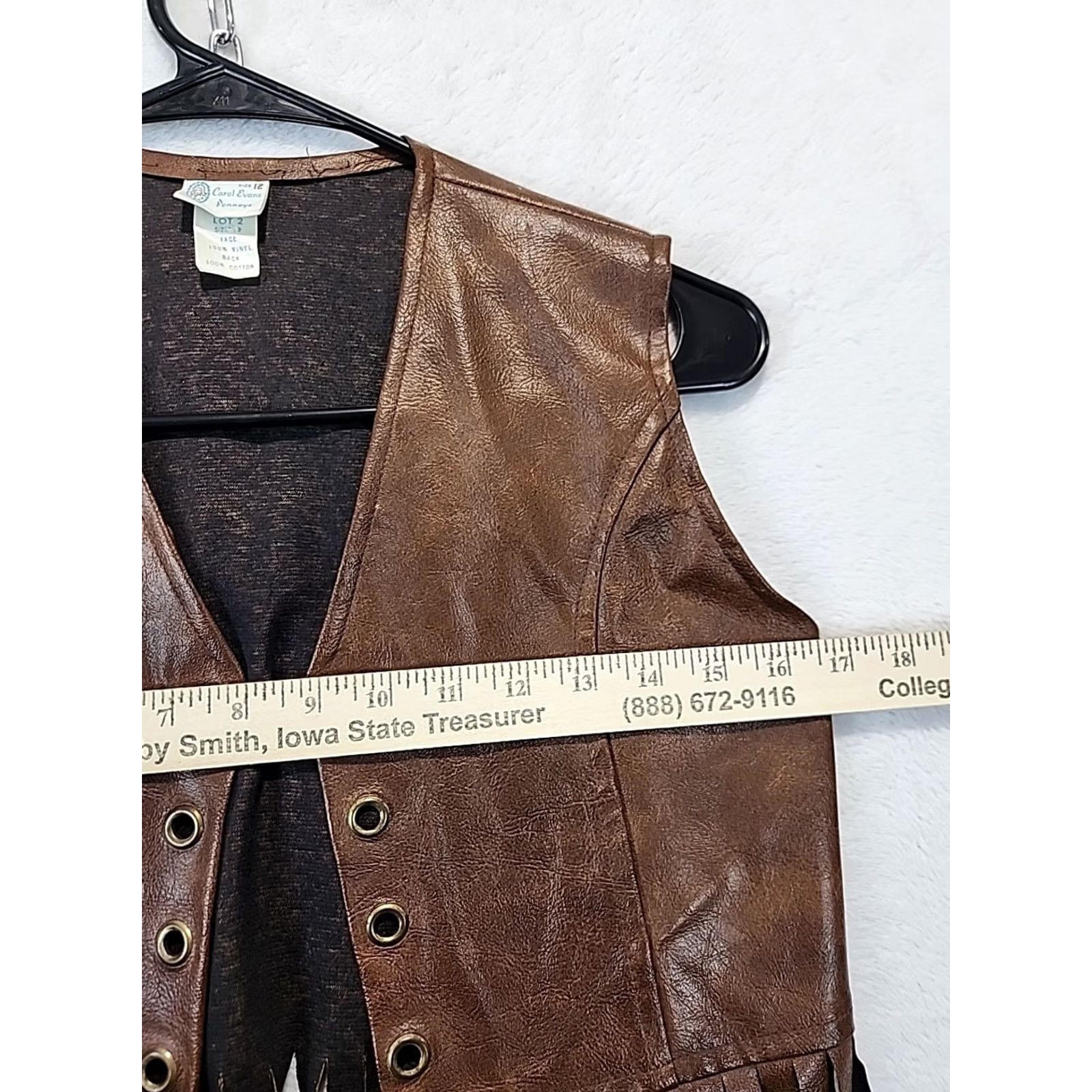 Vintage VINTAGE Carole Evans Penneys Vest Western Fringe Short Brown Faux Leather 12 Women Mens? Size XL / US 12-14 / IT 48-50 - 7 Thumbnail