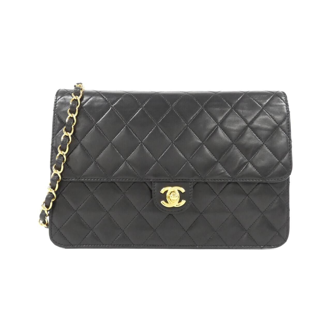 Chanel Chanel Classic Flap Lambskin Shoulder Bag Leather Shoulder Bag Duty Free For Usa in Black, Women's