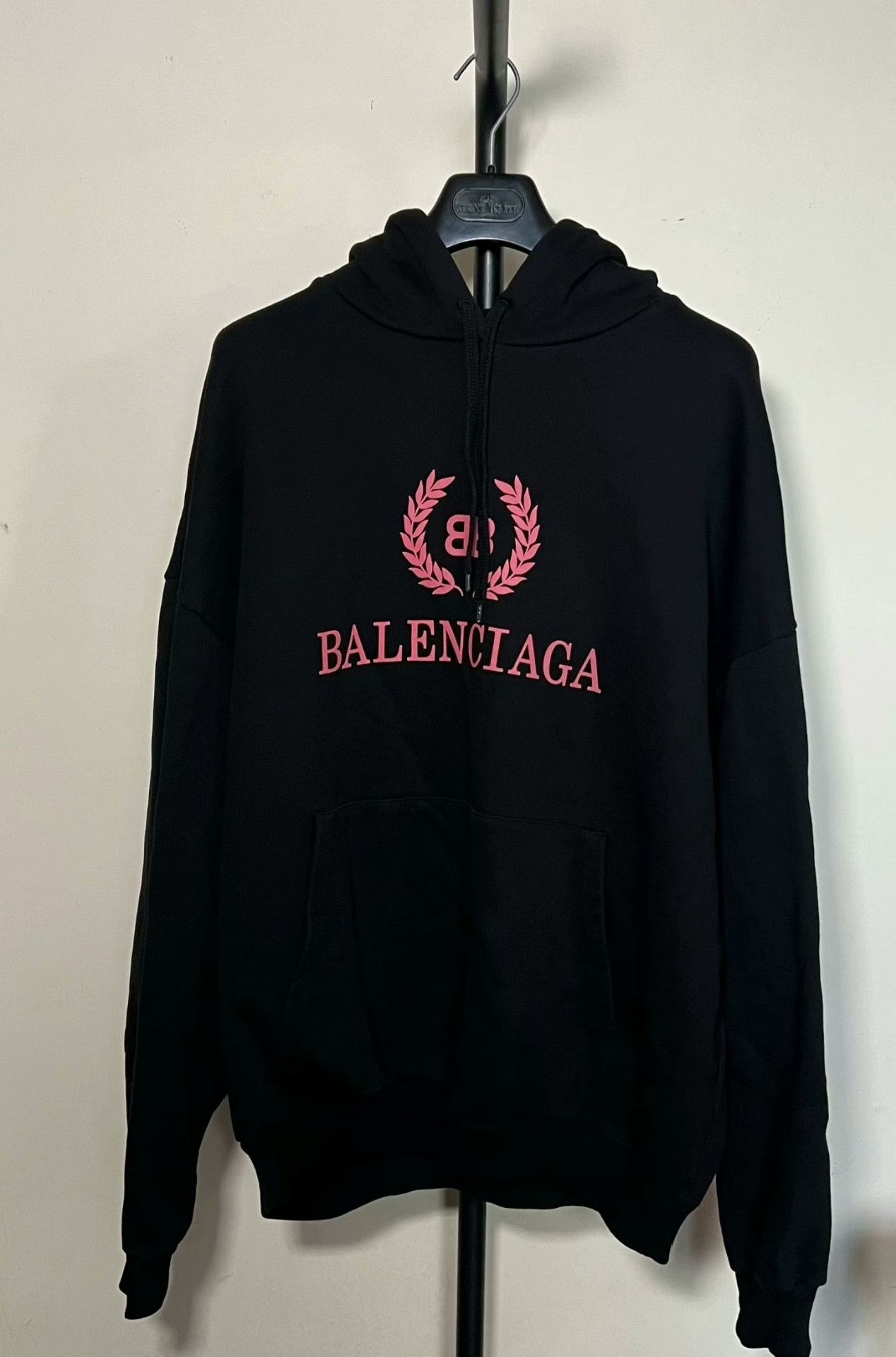 Balenciaga Black Pink Logo Hoodie Size L