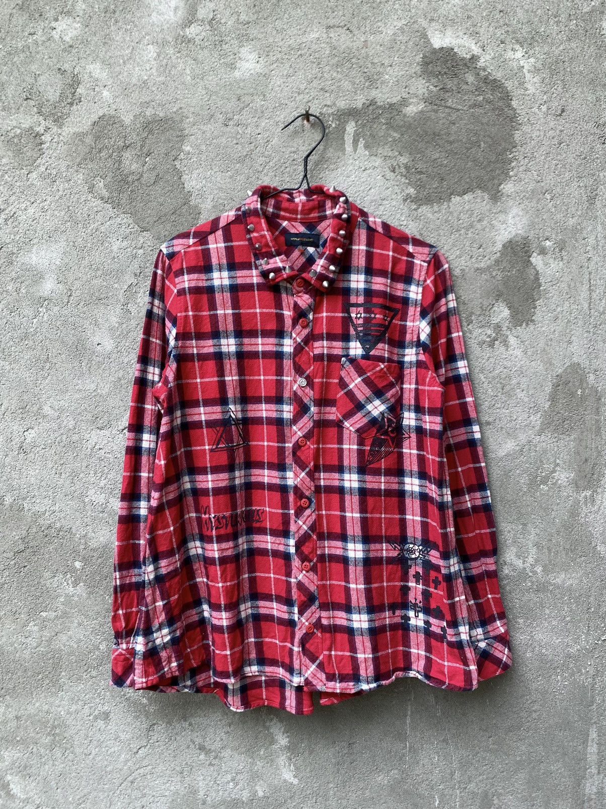 If Six Was Nine × Japanese Brand × Le Grande Bleu (L.G.B.) Japanes World wide love studded plaid button shirt Size US M / EU 48-50 / 2 - 1 Thumbnail