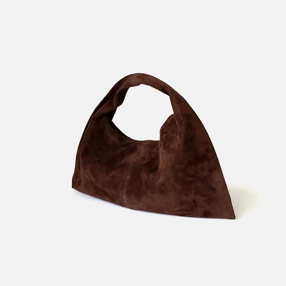 Designer × Vintage Retro Style Suede Leather Shoulder Small Bag Size ONE SIZE - 7 Thumbnail