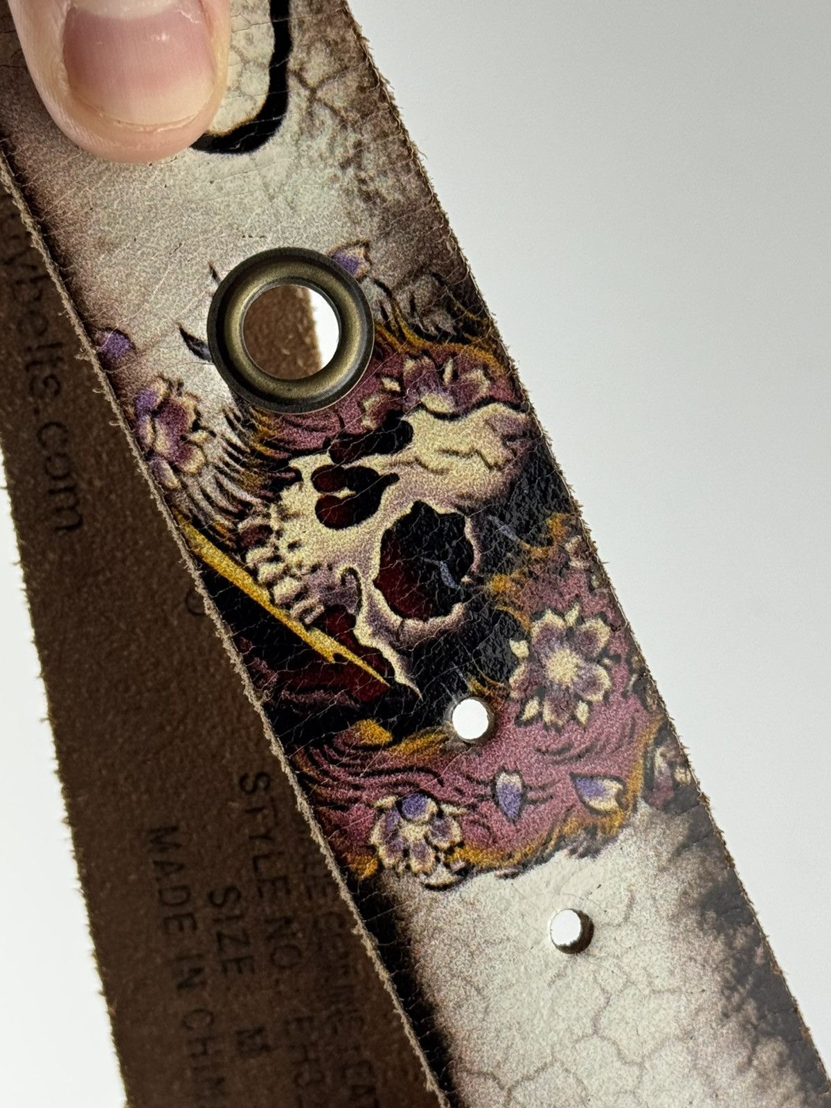 Ed Hardy Vintage Leather Belt Ed Hardy Christian Audigier Rhinestones Size ONE SIZE - 3 Thumbnail