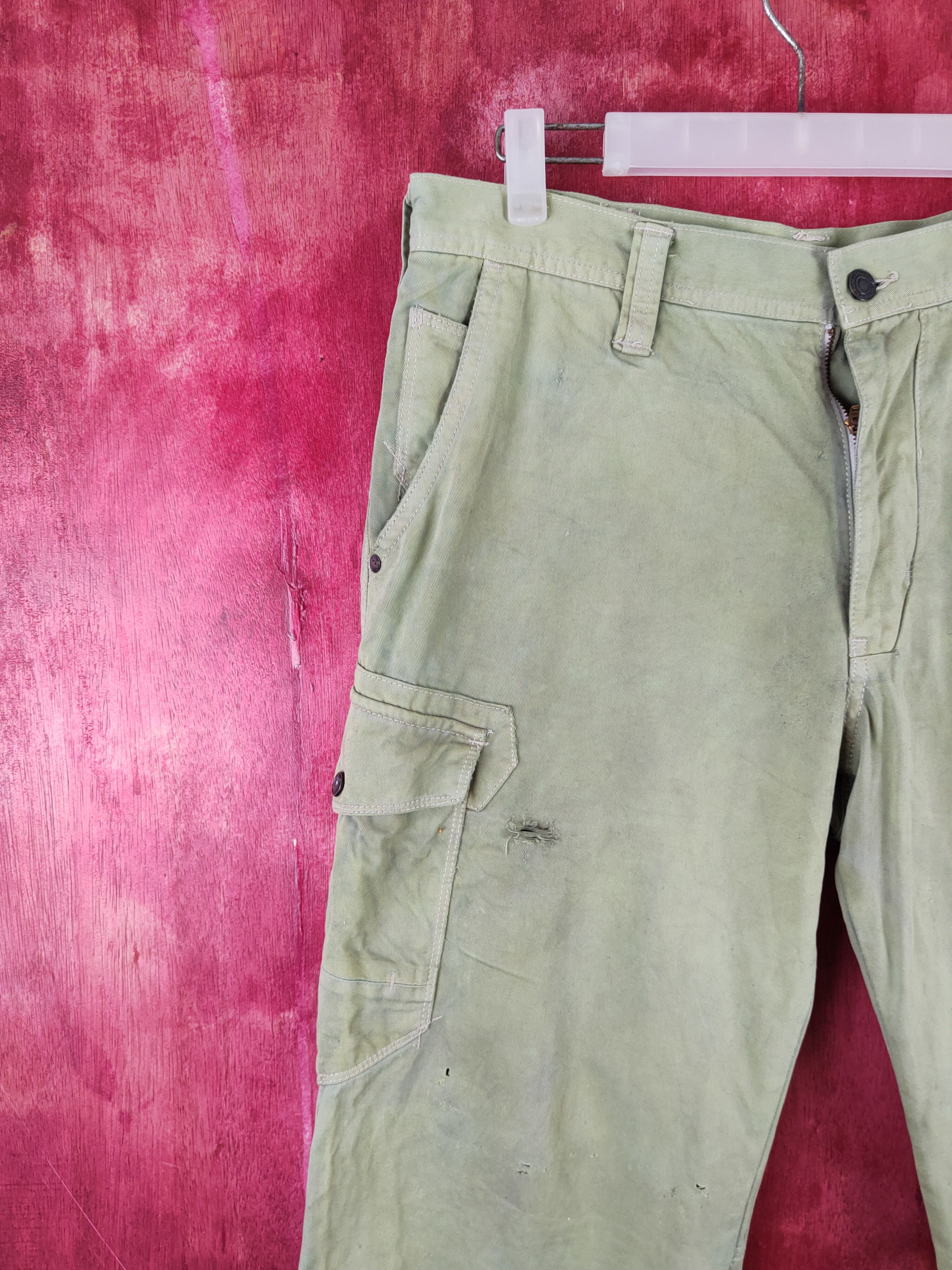 Japanese Brand Evenriver Green Faded Multipocket Cargo Pants #S2121 Size US 34 / EU 50 - 3 Thumbnail