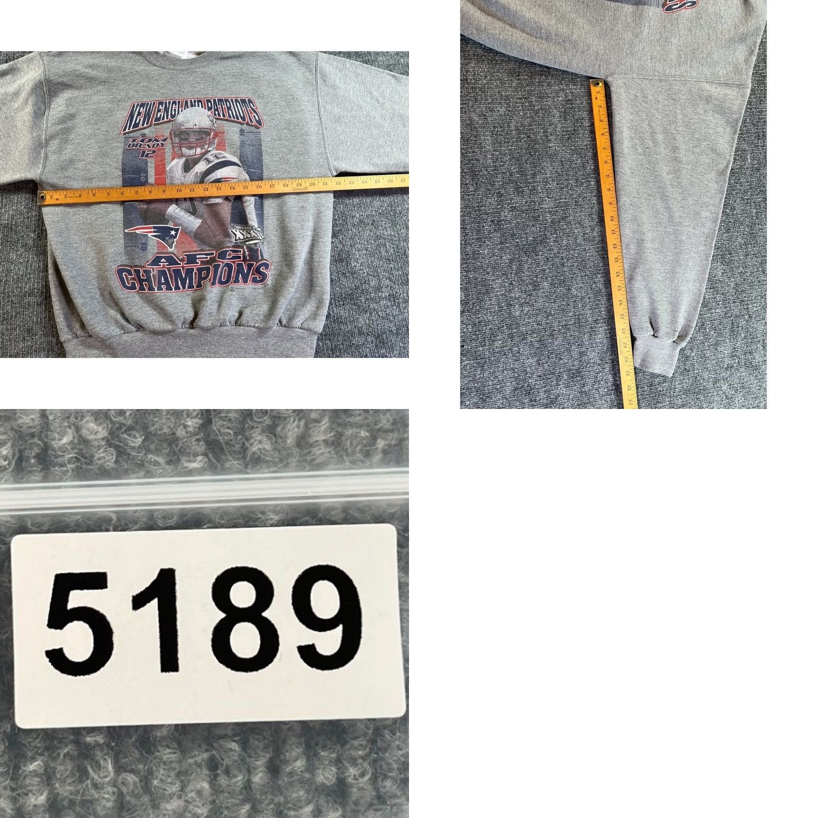Jerzees VINTAGE Tom Brady New England Patriots Sweatshirt Mens L Gray AFC Champions Jerzees Size US L / EU 52-54 / 3 - 8 Thumbnail