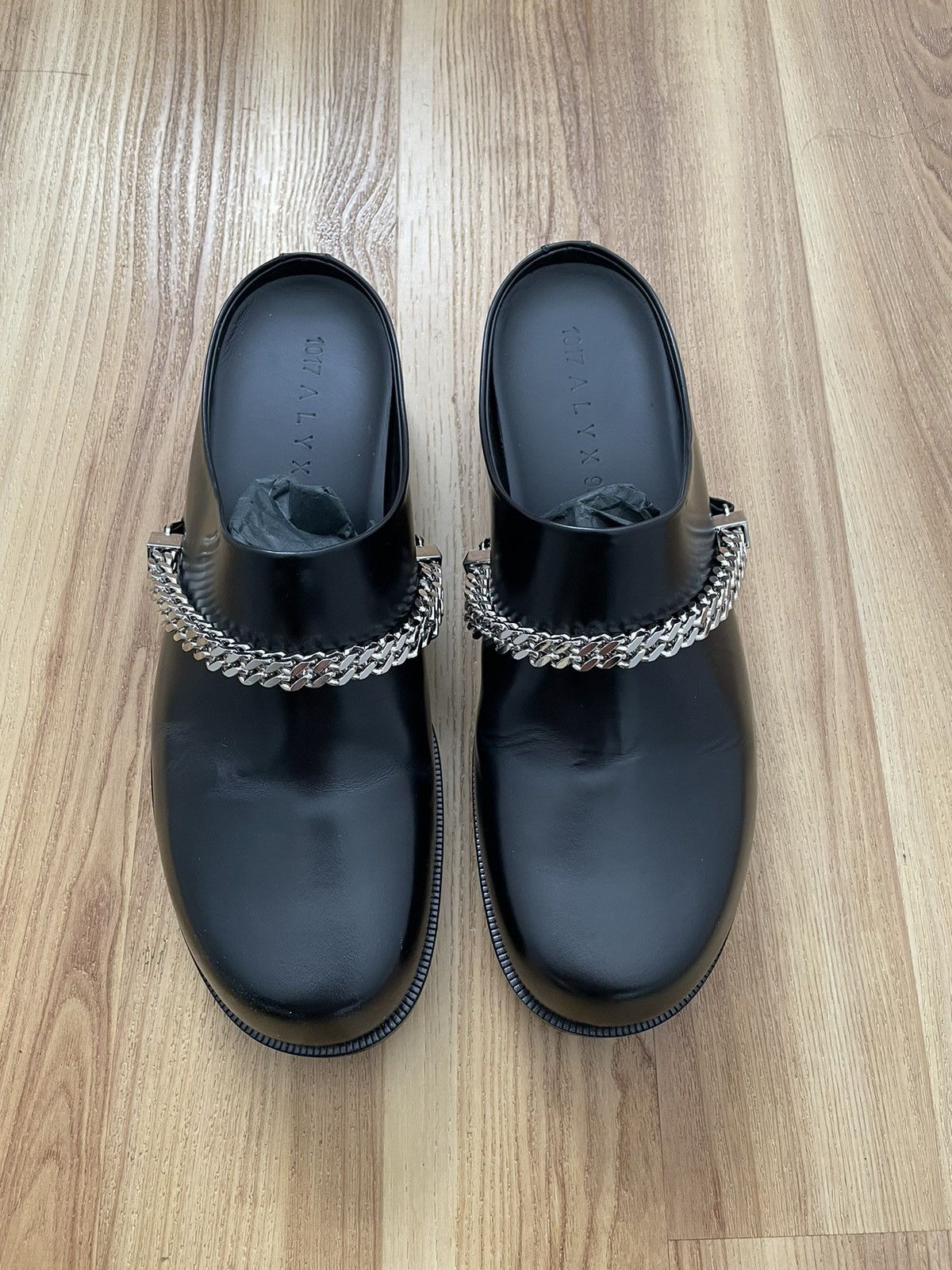 1017 ALYX 9SM Alyx Cubix Chain Mule Black Leather Size US 10 / EU 43 - 1 Thumbnail