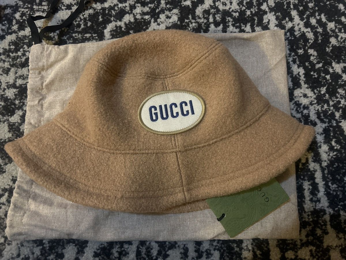 Gucci Gucci Felted Wool Bucket Hat with Patch Unisex Style L Size ONE SIZE - 8 Thumbnail