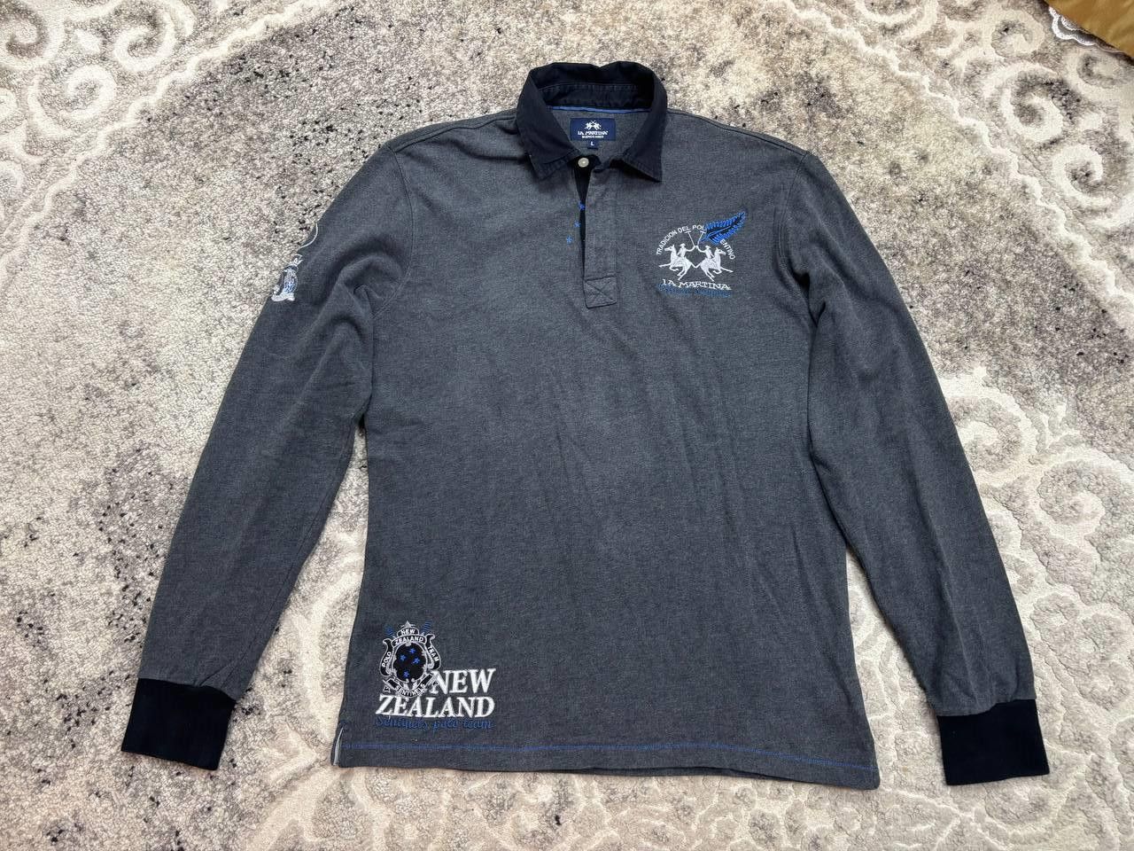 La Martina La Martina New Zealand Polo Team L/S Shirt Grey Size L Size US L / EU 52-54 / 3 - 4 Thumbnail