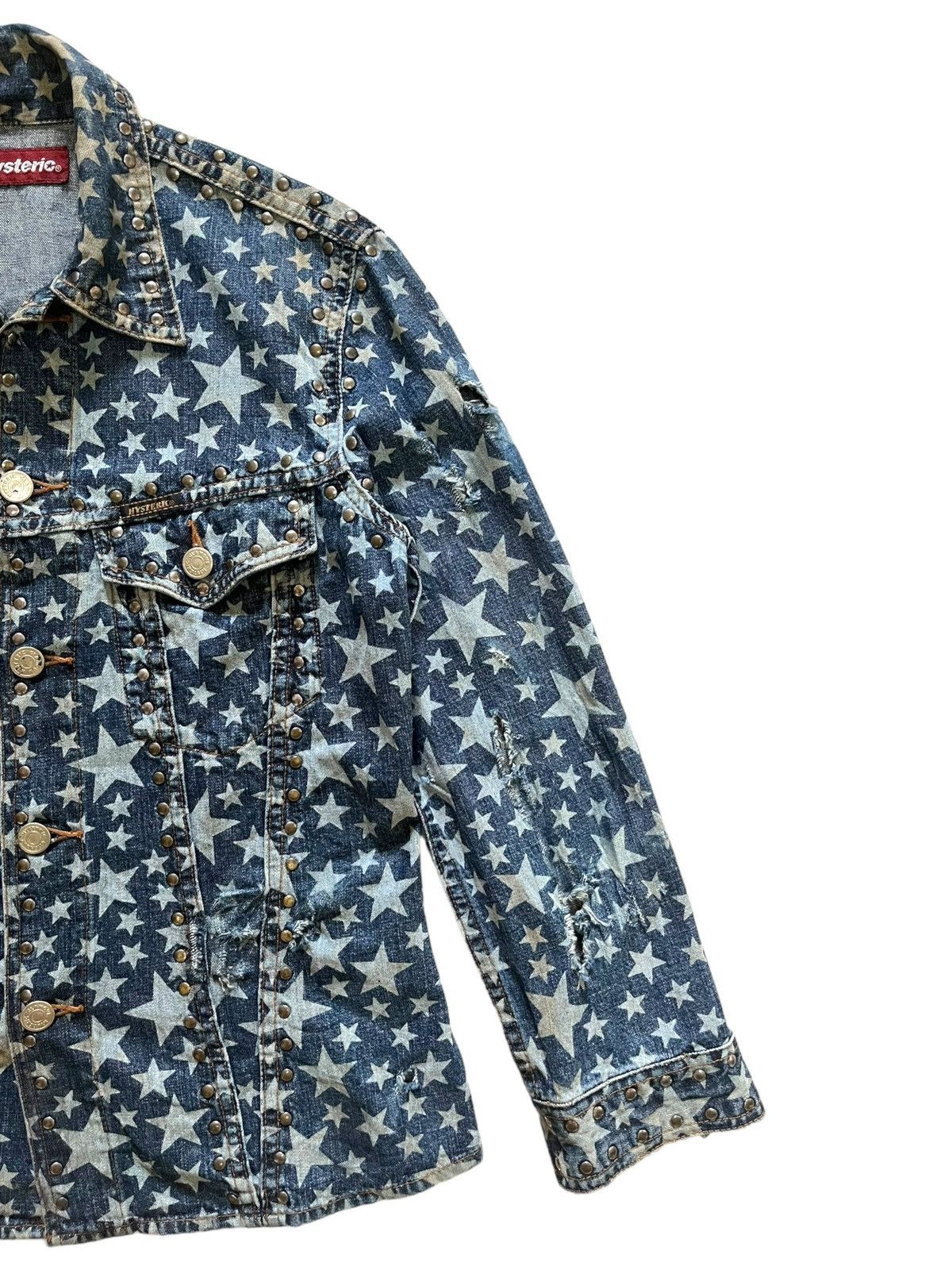 Hysteric Glamour × Japanese Brand × Seditionaries Vintage Hysteric Allover Print Stars Studded Denim Shirts Size S / US 4 / IT 40 - 7 Thumbnail