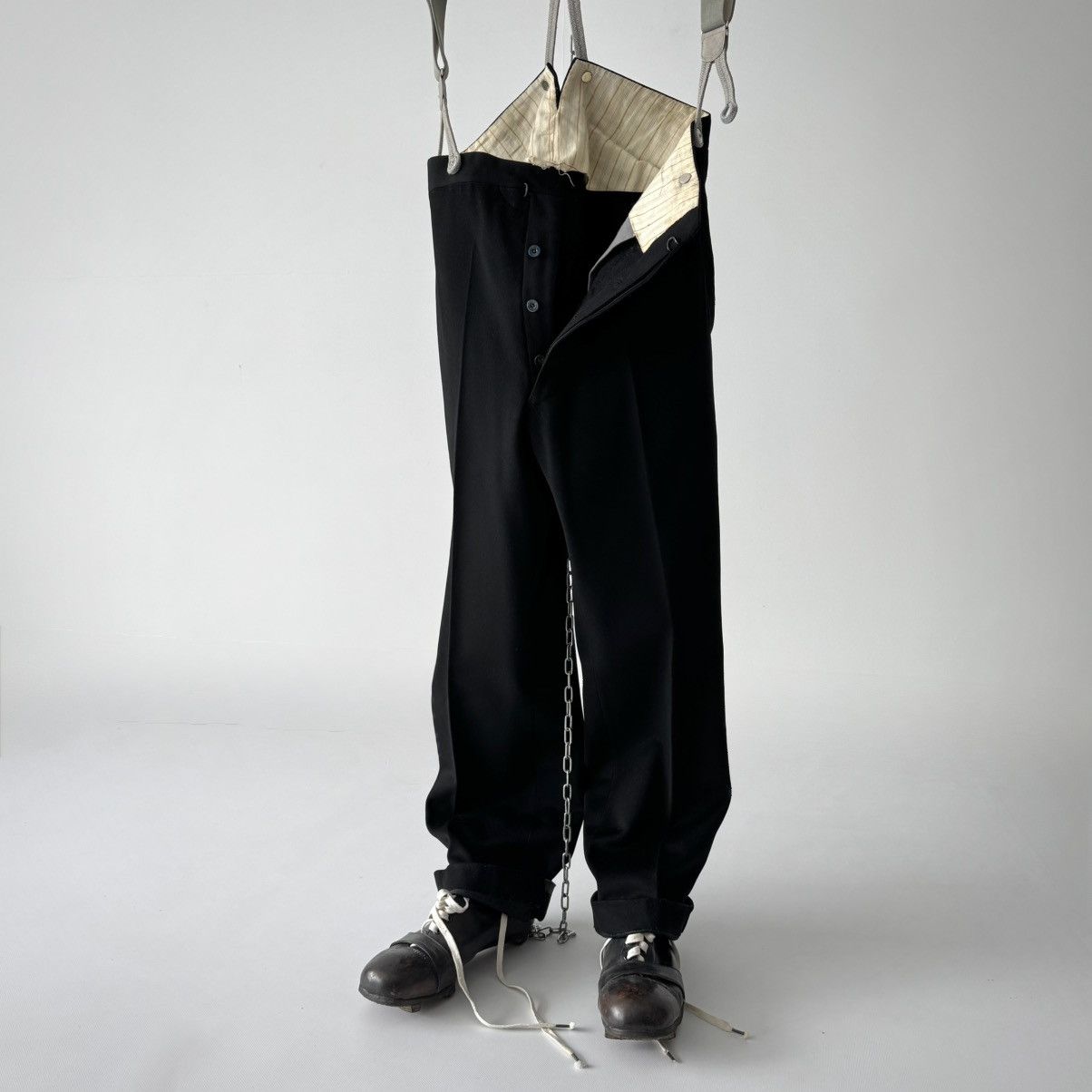 Vintage Antique 1920s European Tailored Black Wool Trousers Size US 32 / EU 48 - 3 Thumbnail