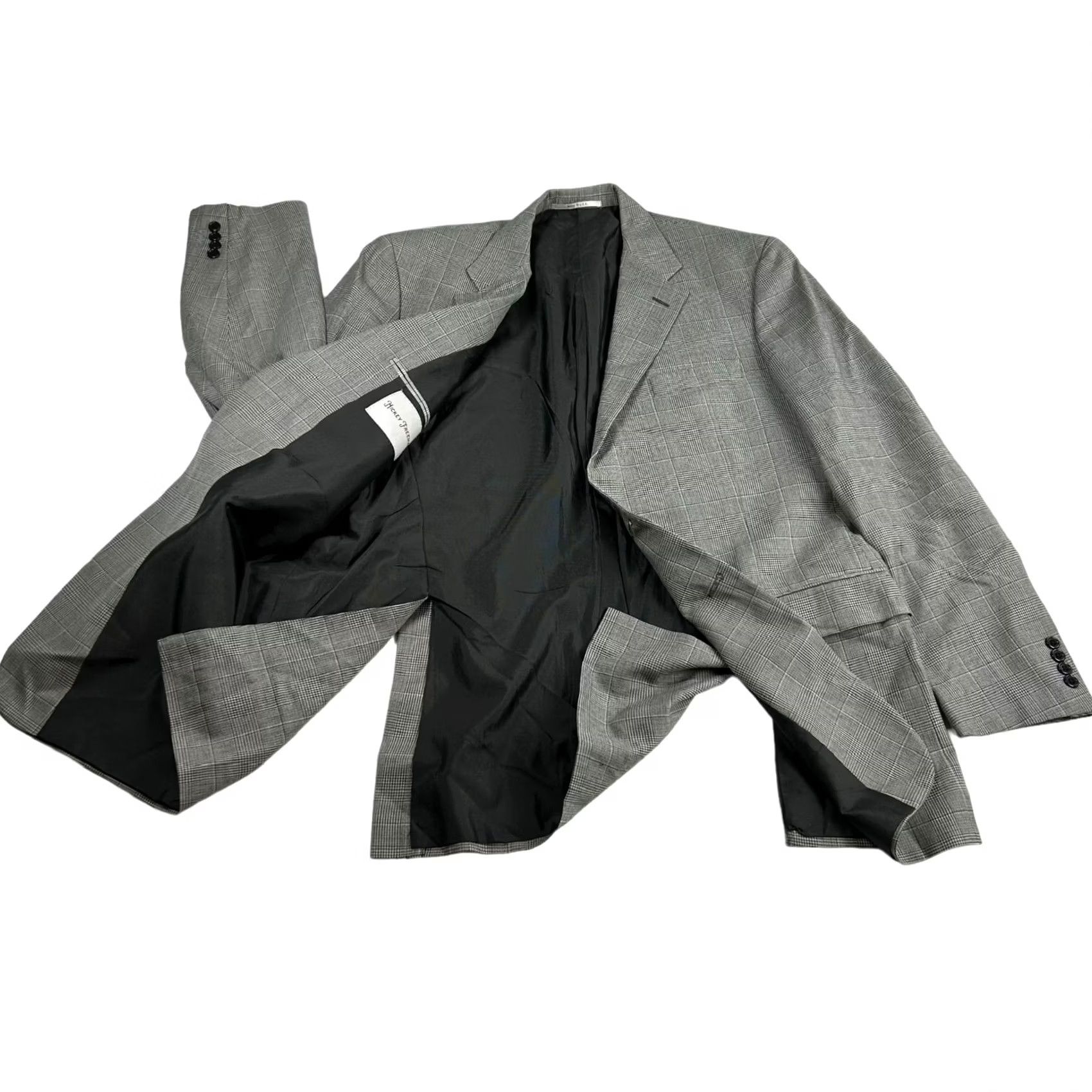 Vintage VINTAGE Hickey Freeman Blazer Plaid 2-Button Wool USA 44L Mens Black/White Glen Plaid Blazer Mens Wool 100% Wool USA 44 Long Men’s Blazer Size 44R - 6 Thumbnail