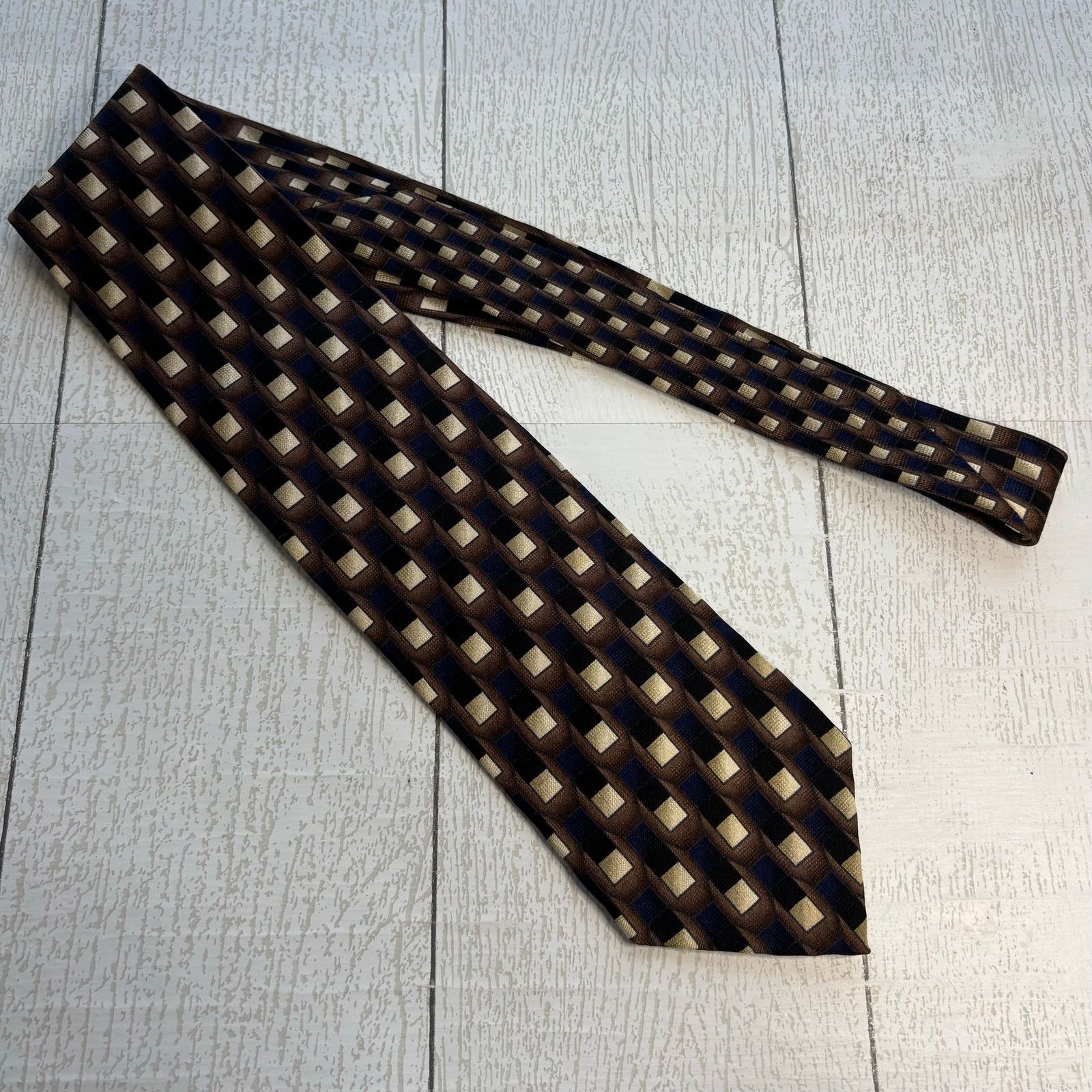 Other J.Z. Richards for Nordstrom Silk Tie Brown and Navy Size ONE SIZE - 1 Thumbnail
