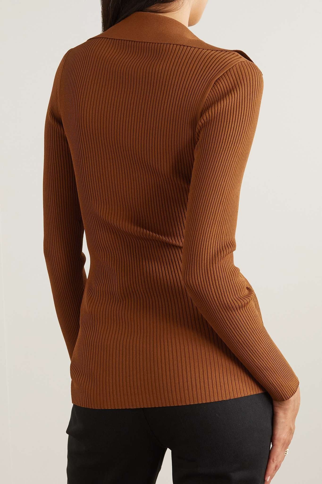 Saint Laurent Paris o1tr1nto0325 705400 Embellished Ribbed-Knit Polo Sweater Size XL / US 12-14 / IT 48-50 - 4 Thumbnail