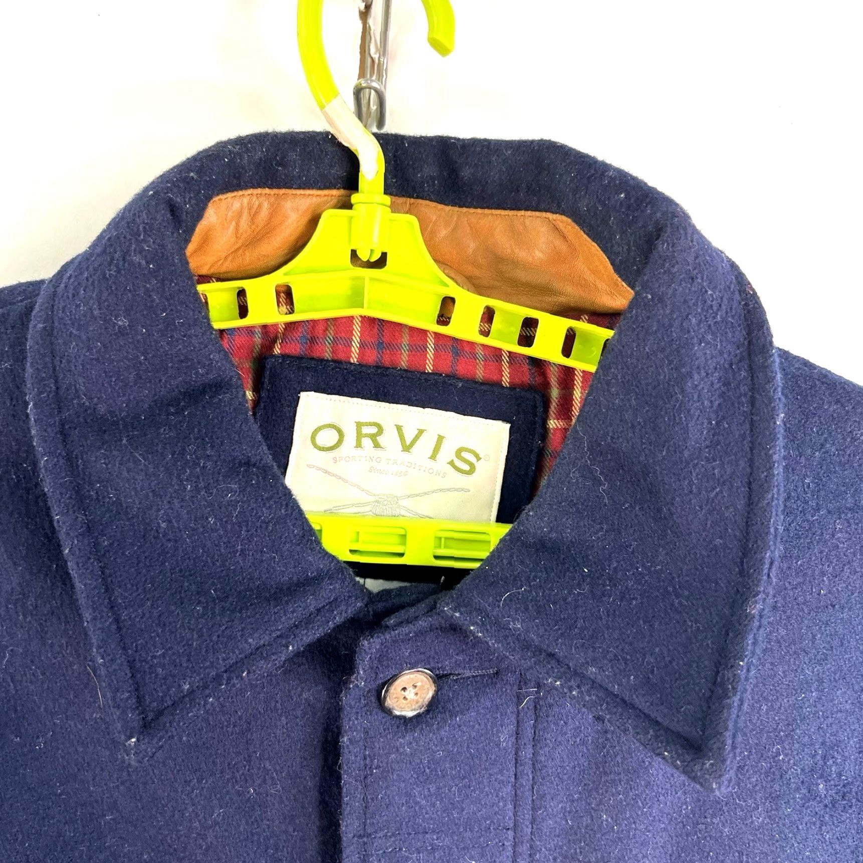 Orvis Orvis 100% Wool Full Zip Chore Coat Jacket Men's XL Blue Leather Trim EUC Size US XL / EU 56 / 4 - 3 Thumbnail