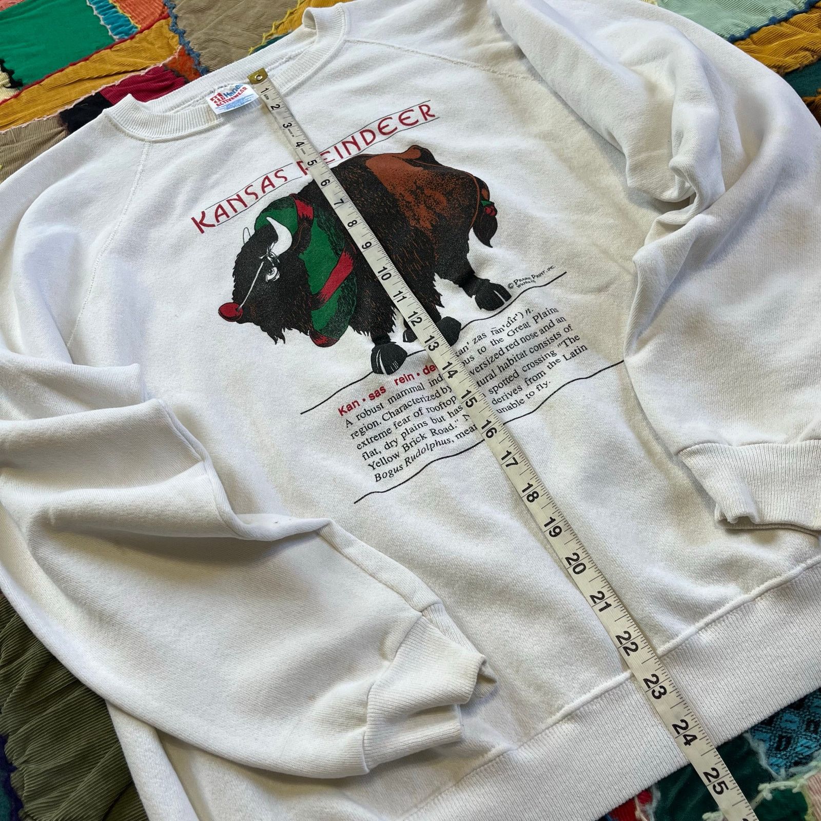 Hanes Vintage Kansas Reindeer Graphic Christmas White Crewneck XL Size US XL / EU 56 / 4 - 4 Thumbnail