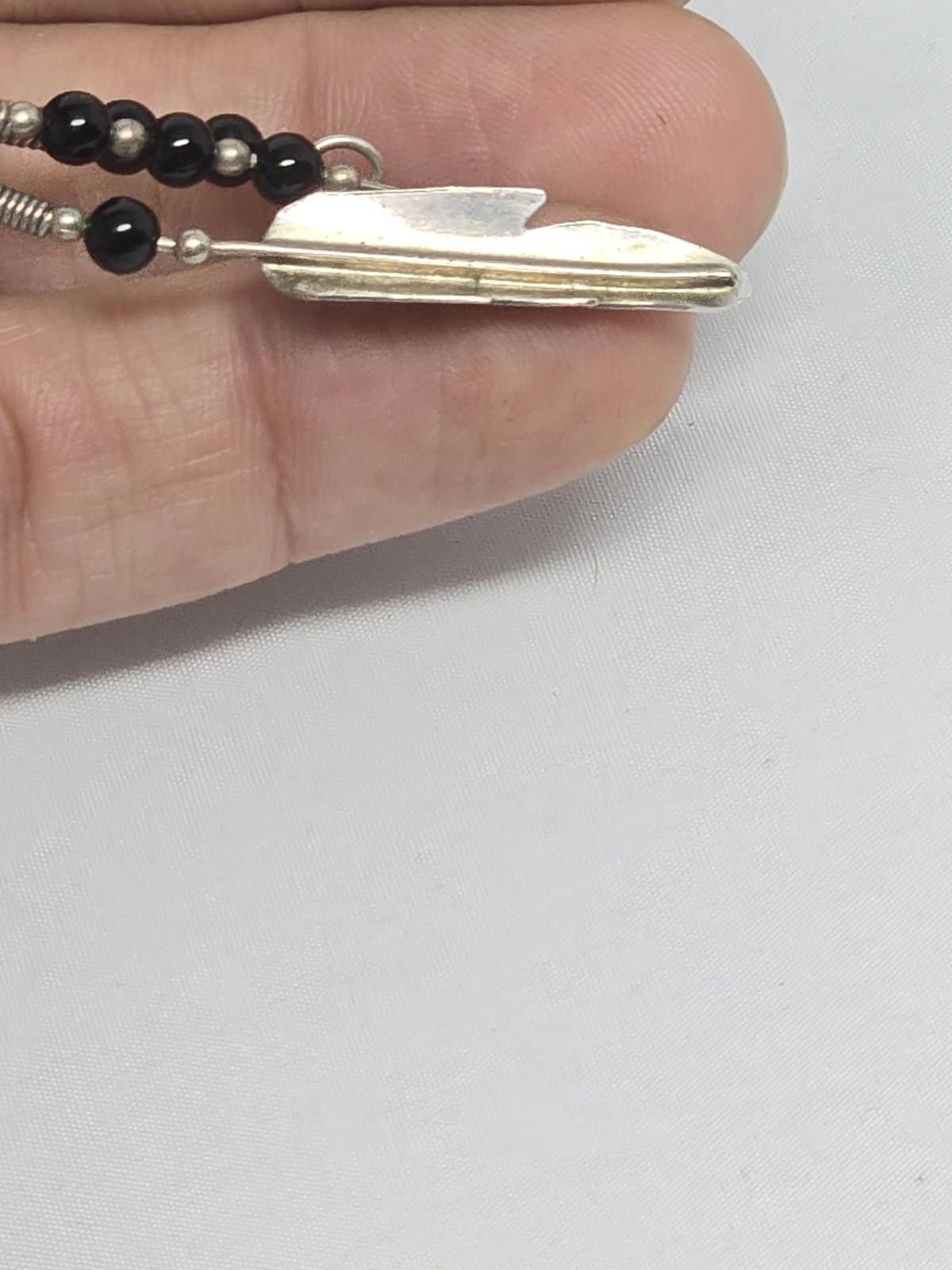 Native Handmade Sterling Silver Feather Dangle Earrings- HEAVY Size ONE SIZE - 9 Thumbnail