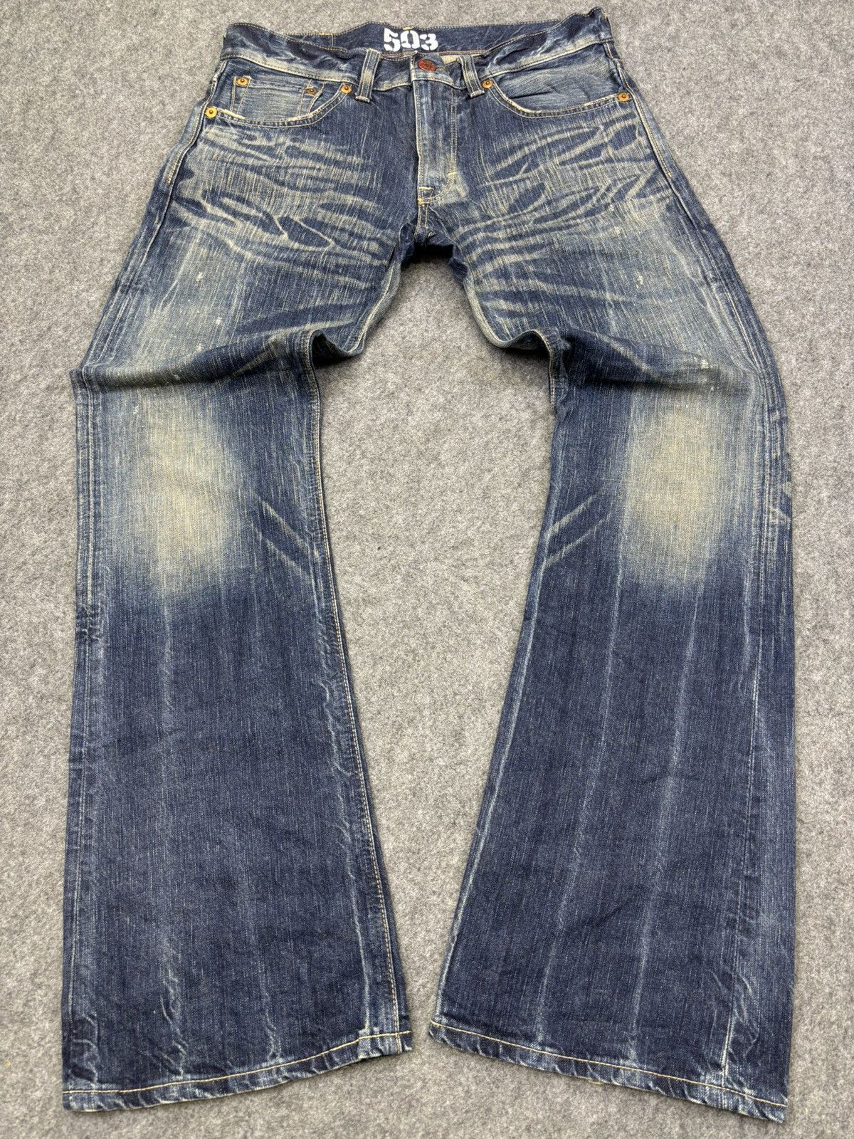 Edwin 💥Flare💥Archival Edwin 503 Full Fades Character Denim F845 Size US 34 / EU 50 - 17 Thumbnail