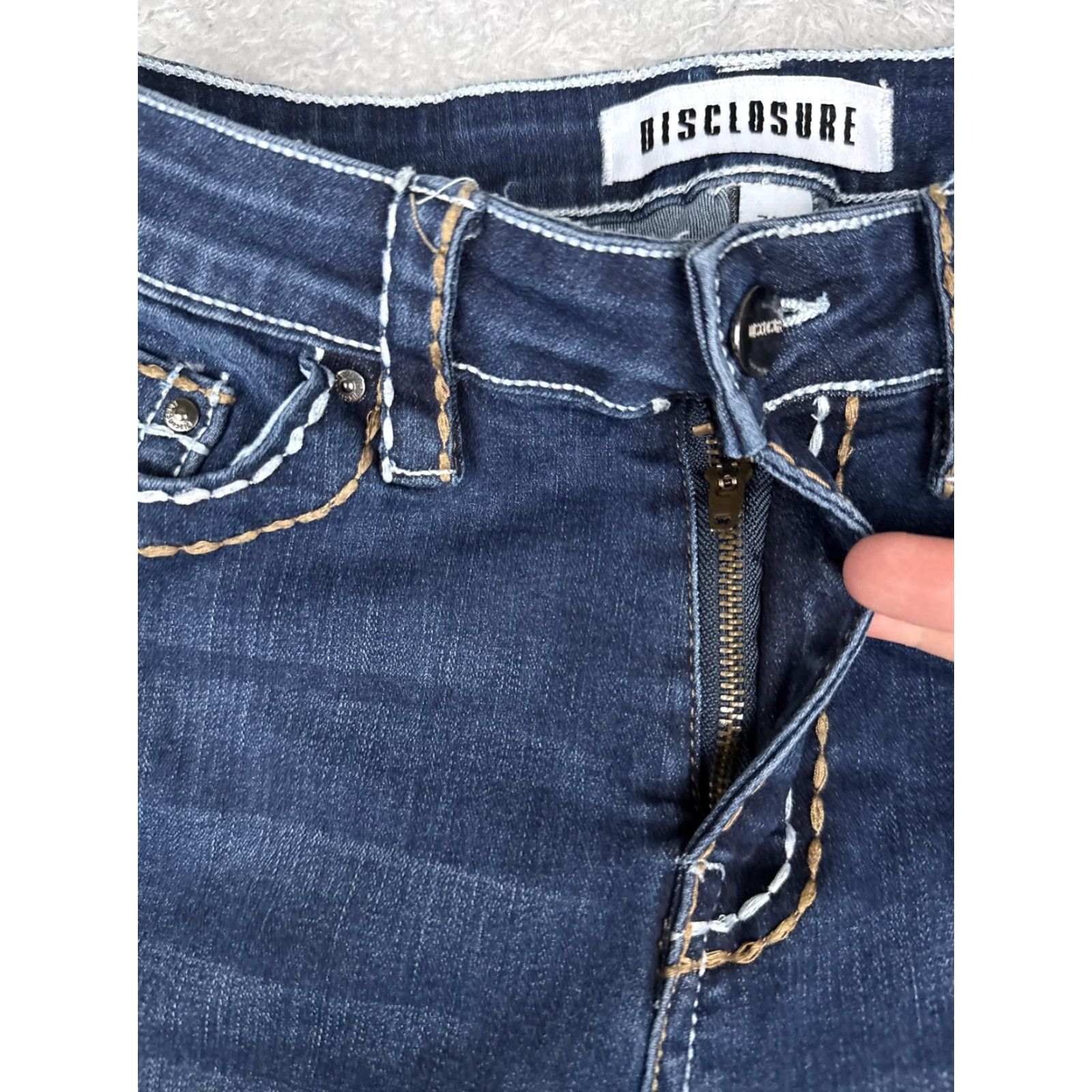 Vintage Disclosure Bootcut Jeans Juniors 7/28 Blue Medium Wash Low Rise Stretch 26x29 Size 28" / US 6 / IT 42 - 5 Thumbnail