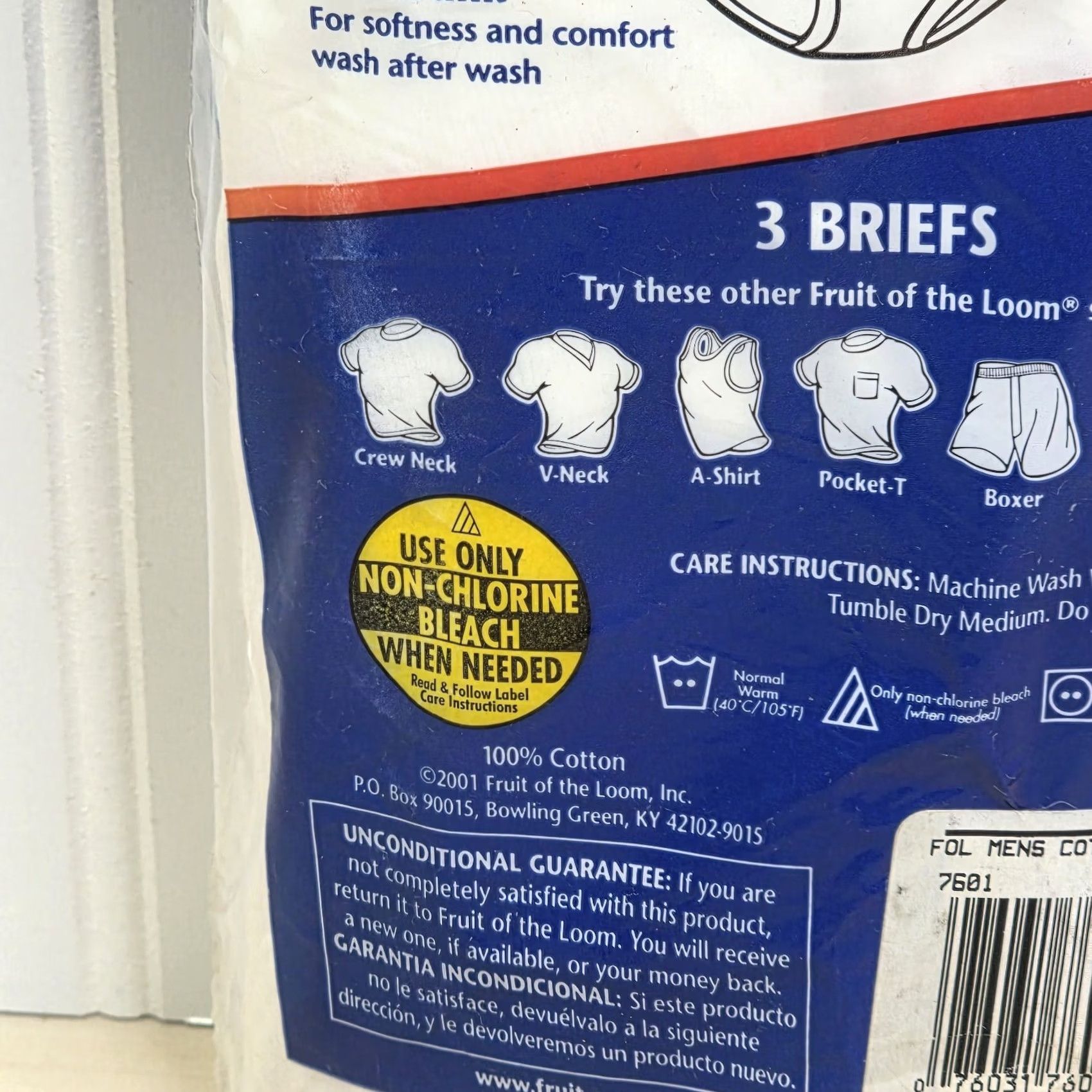 Fruit Of The Loom VINTAGE Fruit of the Loom Briefs 3 Pack Cotton White XL Men's 42-44 2001 Size US 36 / EU 52 - 4 Thumbnail