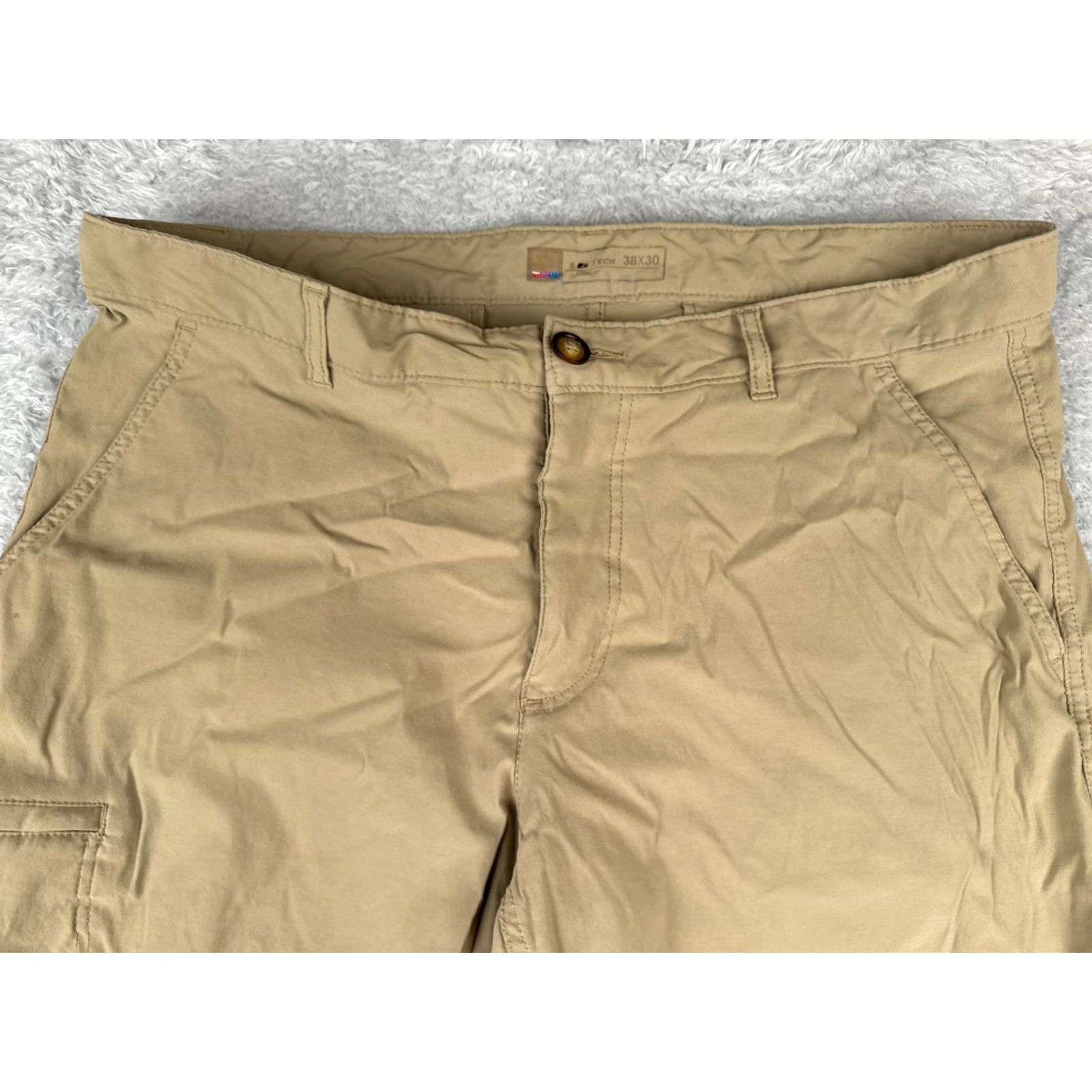 Vintage UB Tech Pants Men 38 Beige Straight Leg Cargo Pocket Nylon Hike Camp 38x30 Size US 38 / EU 54 - 4 Thumbnail