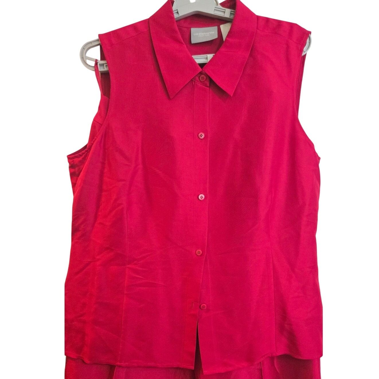 Liz Claiborne Liz Claiborne Silk Vest + Pants Set – Size 16 Red Size XXL / US 16-18 / IT 52-54 - 3 Thumbnail