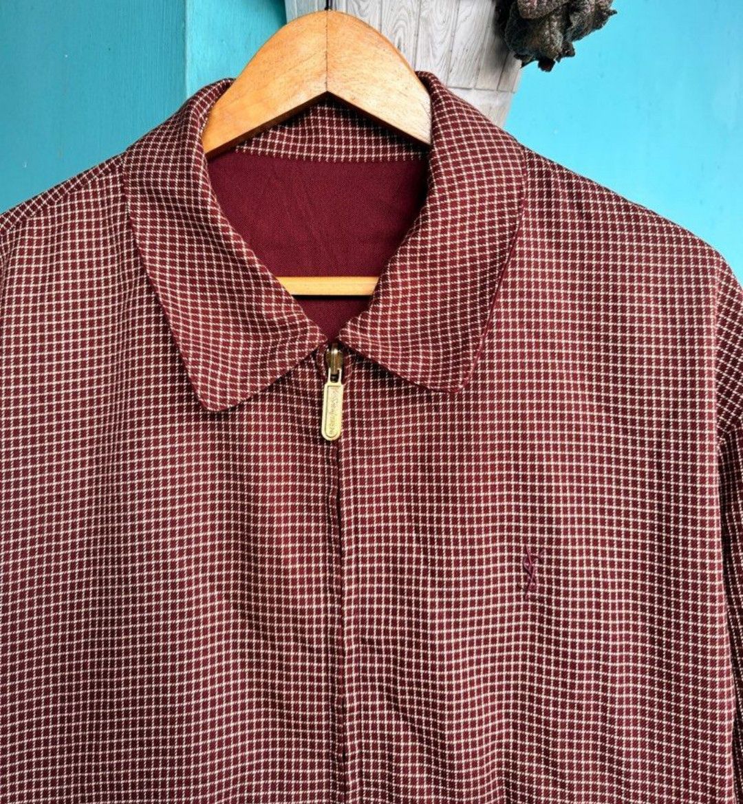 image of Vintage x YSL Pour Homme YVES Saint Laurent Jacket X YSL Jacket Reversible in Plaid Red (Size Large