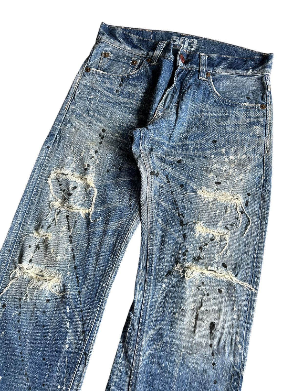 Japanese Brand × Kapital × Vintage Edwin Blue Trip Rusty Faded Distressed Denim Jeans Size US 32 / EU 48 - 3 Thumbnail