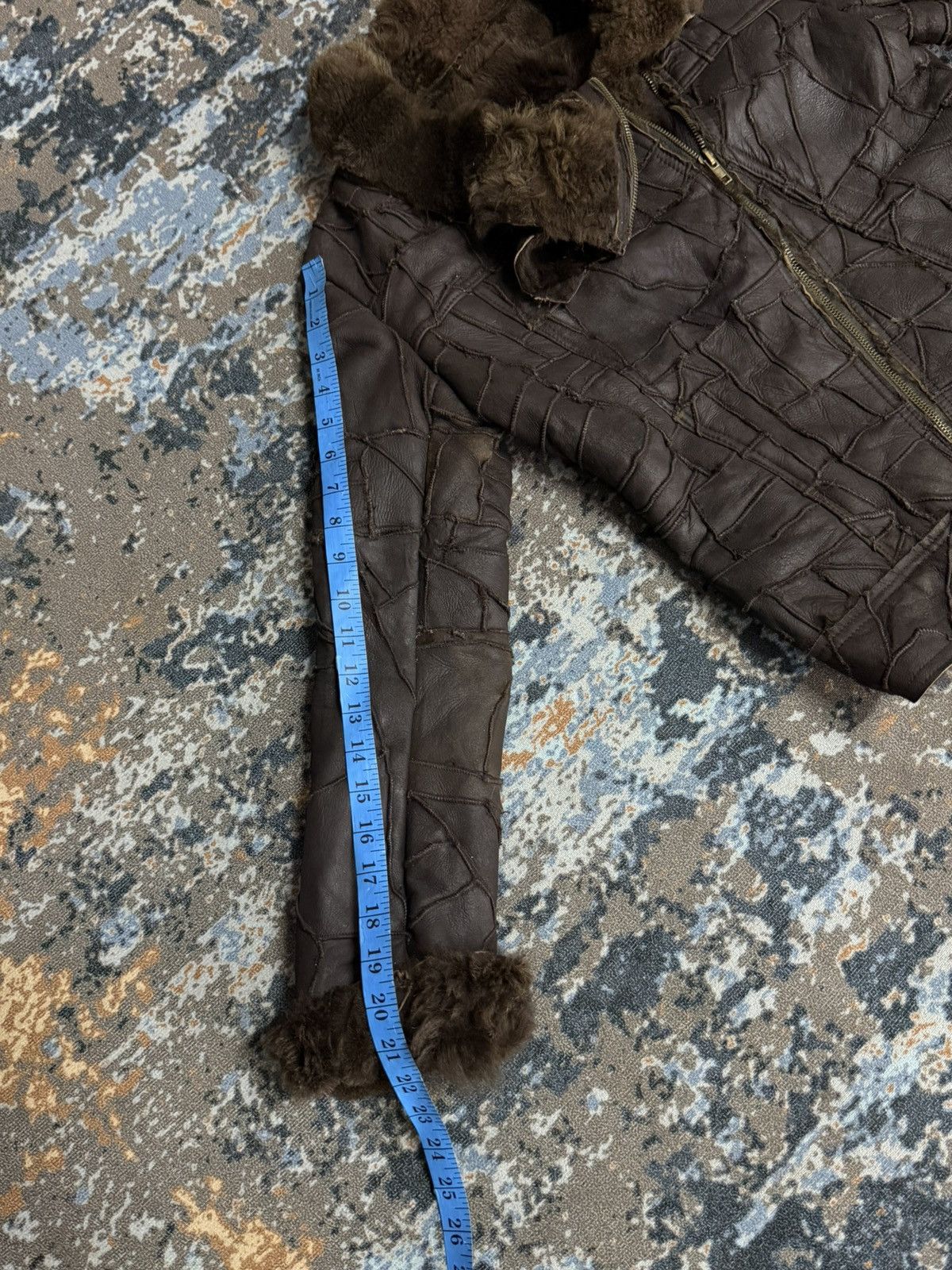 Le Grande Bleu (L.G.B.) Patchwork leather jacket asymmetrical zipper with fur trim Size XS / US 0-2 / IT 36-38 - 15 Thumbnail